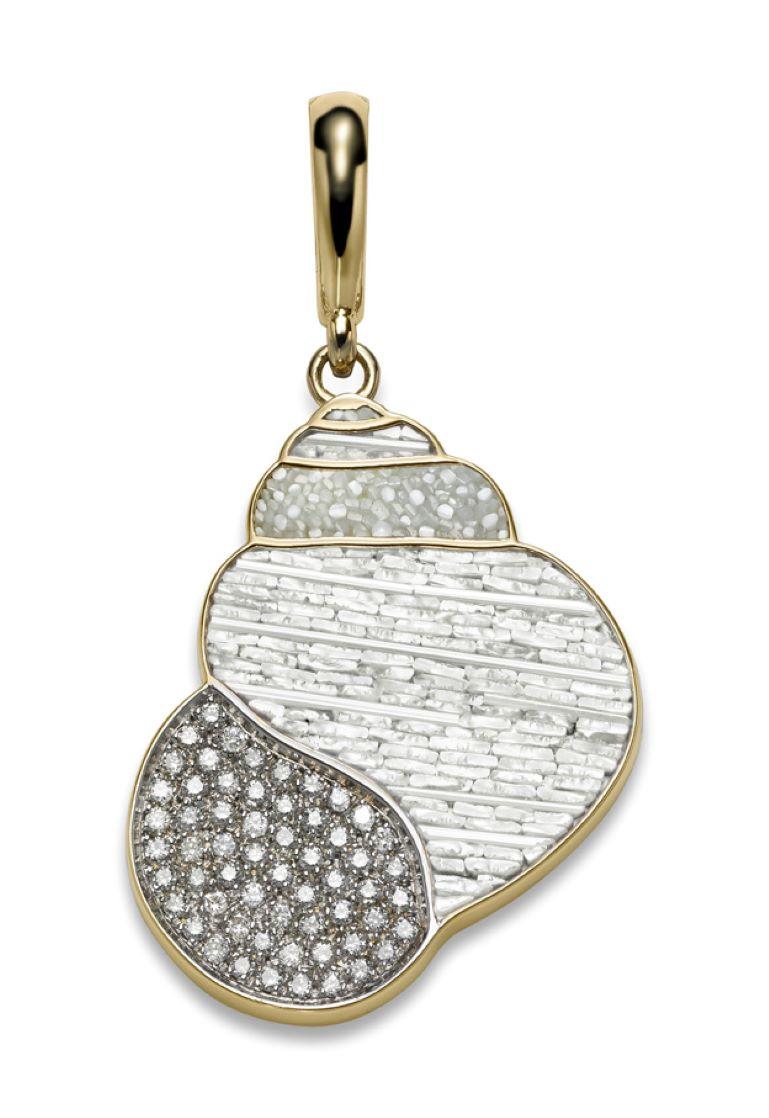 Stilvoller Anhänger Charme in Gelbgold mit weißen Diamanten, Mikro-Mosaik, entworfen von Fuksas (Moderne) im Angebot