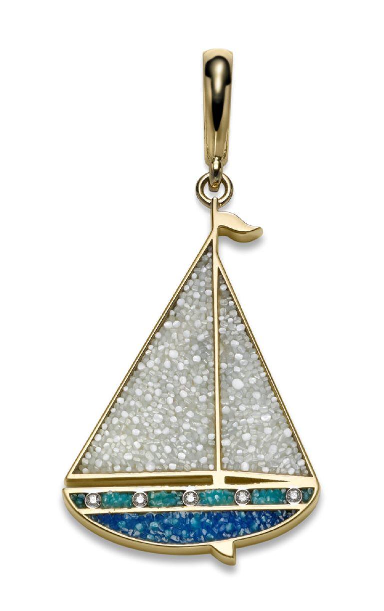 Stilvoller Anhänger Charme in Gelbgold mit weißen Diamanten, Mikro-Mosaik, entworfen von Fuksas (Brillantschliff) im Angebot