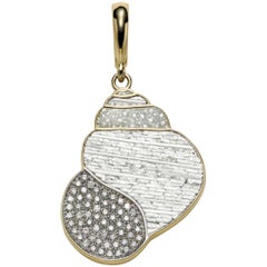 Stylish Pendant Charm Yellow Gold White Diamonds Micro Mosaic Designed by Fuksas
