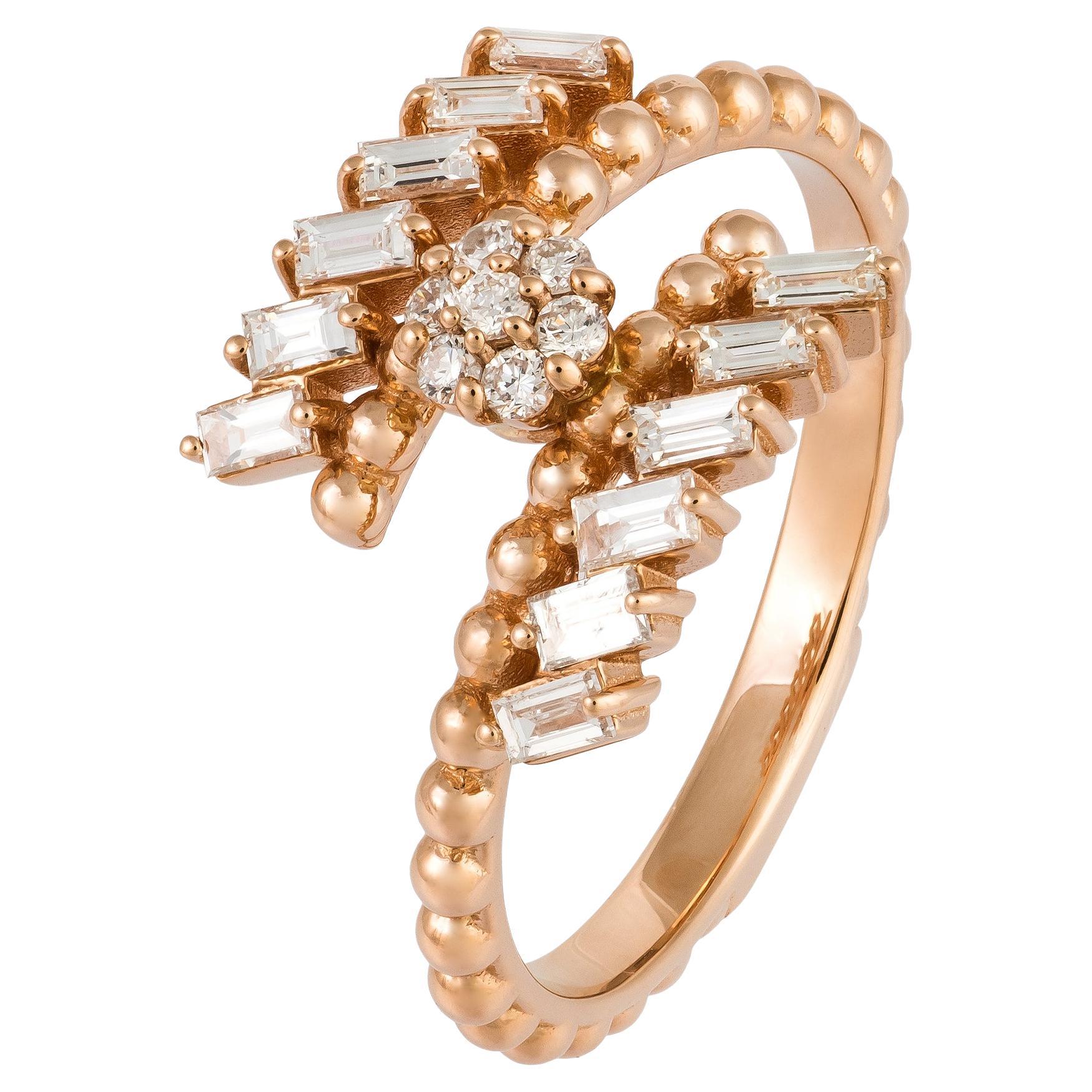 For Sale:  Stylish Pink 18K Gold White Diamond Ring for Her