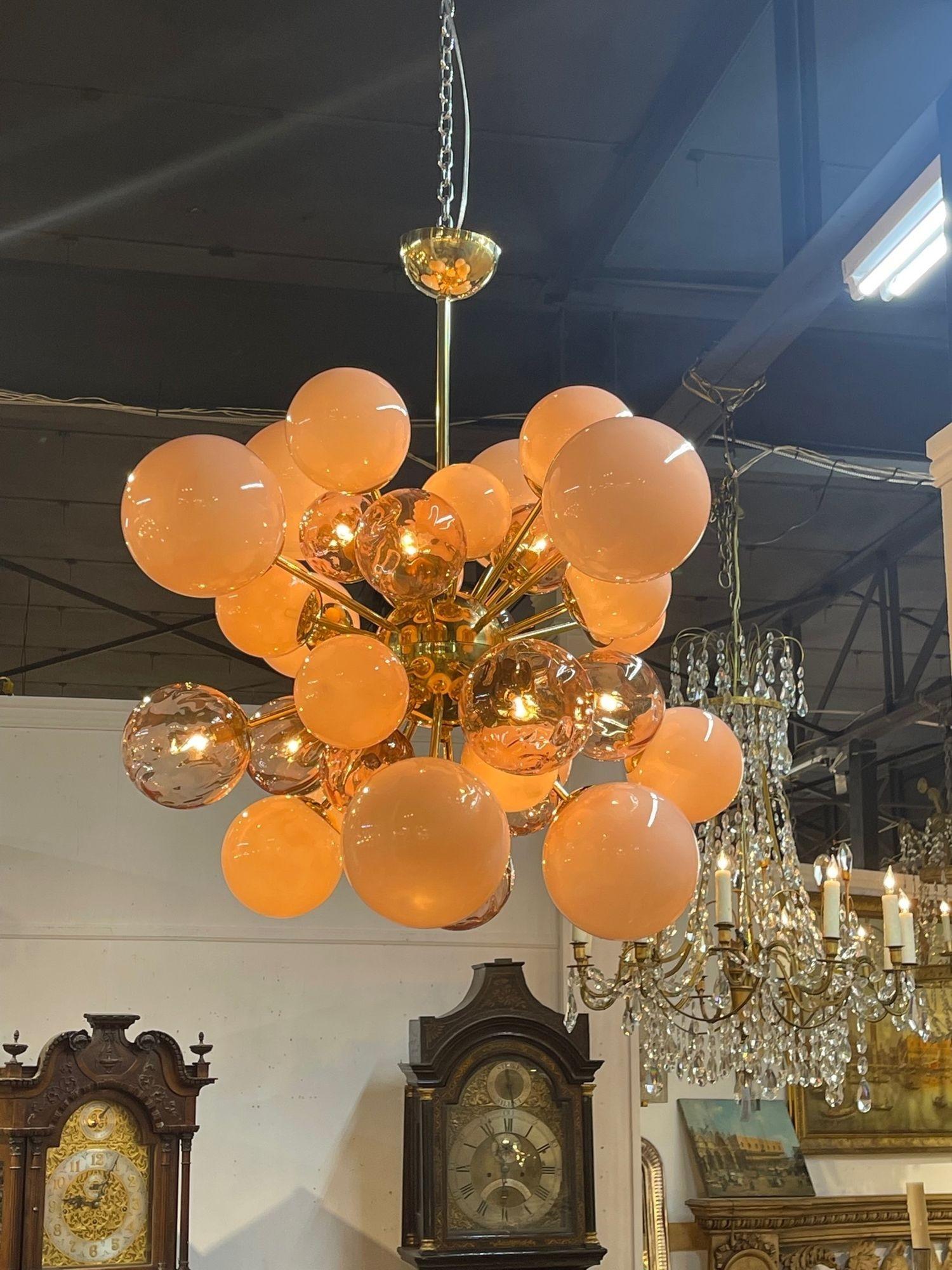 Stylish Pink Cloud Murano Glass Chandelier For Sale 2