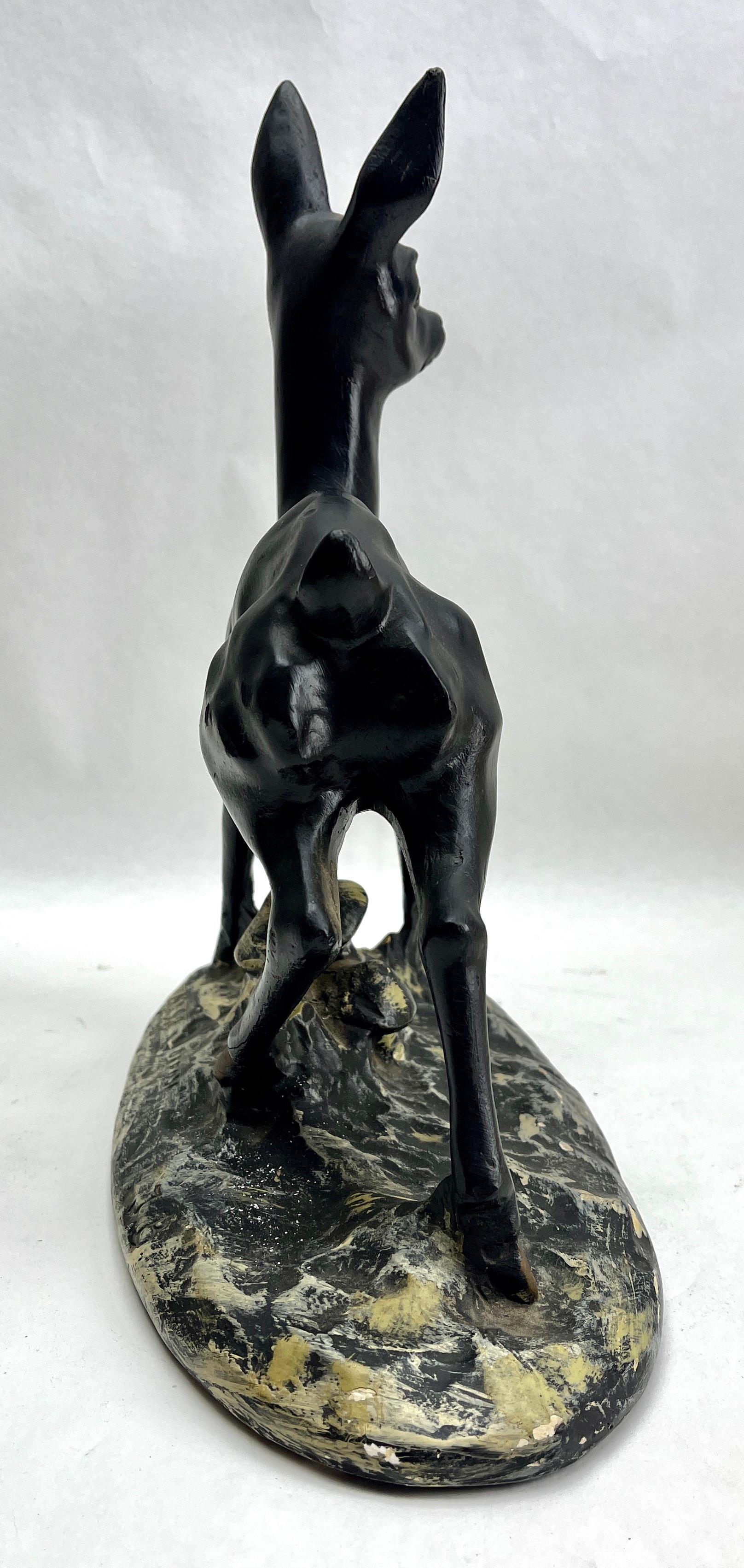 Stylish Plaster Handpainted Bambi Sculpture, Signed: Depose No 98 J.B For Sale 6