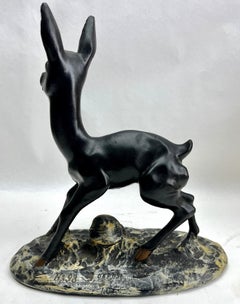 Stylish Plaster Handpainted Bambi Sculpture, Signed: Depose No 98 J.B