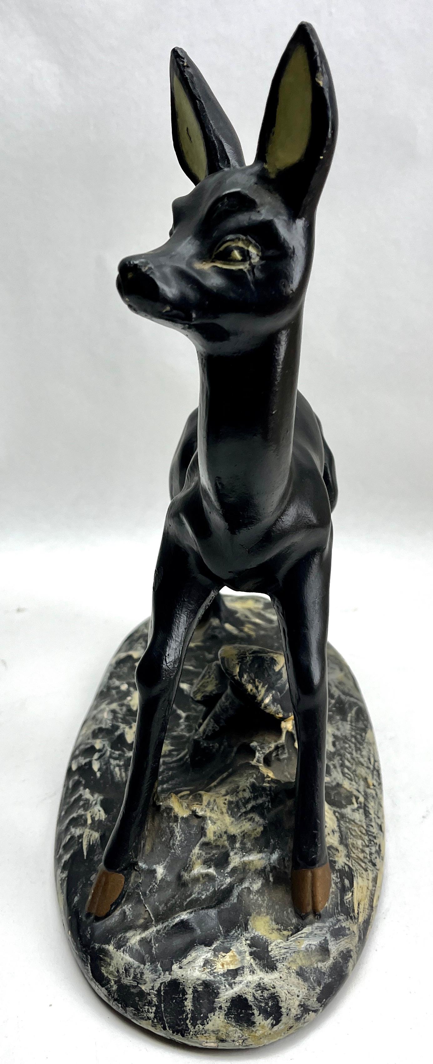Stylish Plaster Handpainted Bambi Sculpture, Signed: Depose No 98 J.B For Sale 1