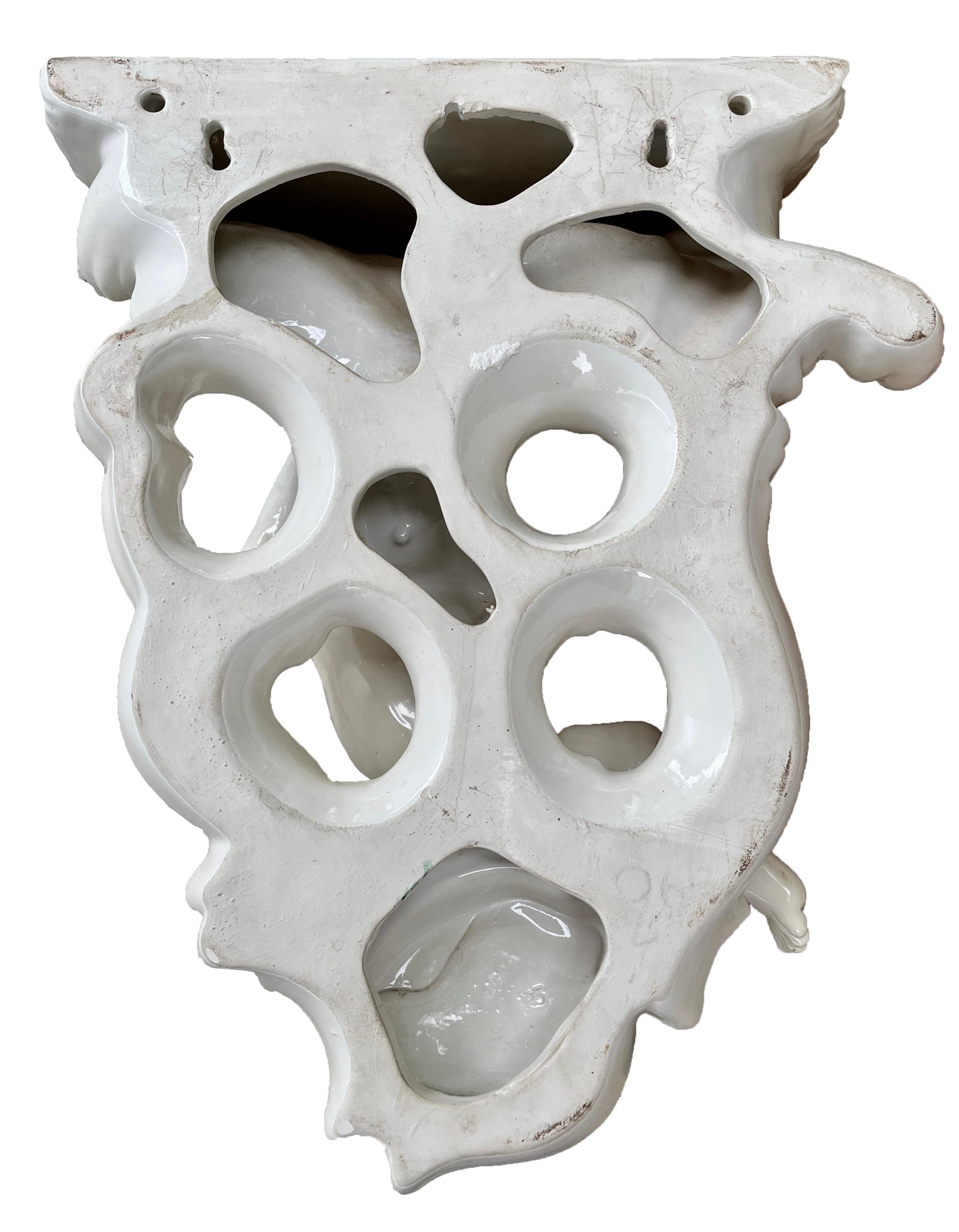Baroque Revival Stylish Porcelain Glazed Wall Mount Sculpture, Italy,  1930s For Sale