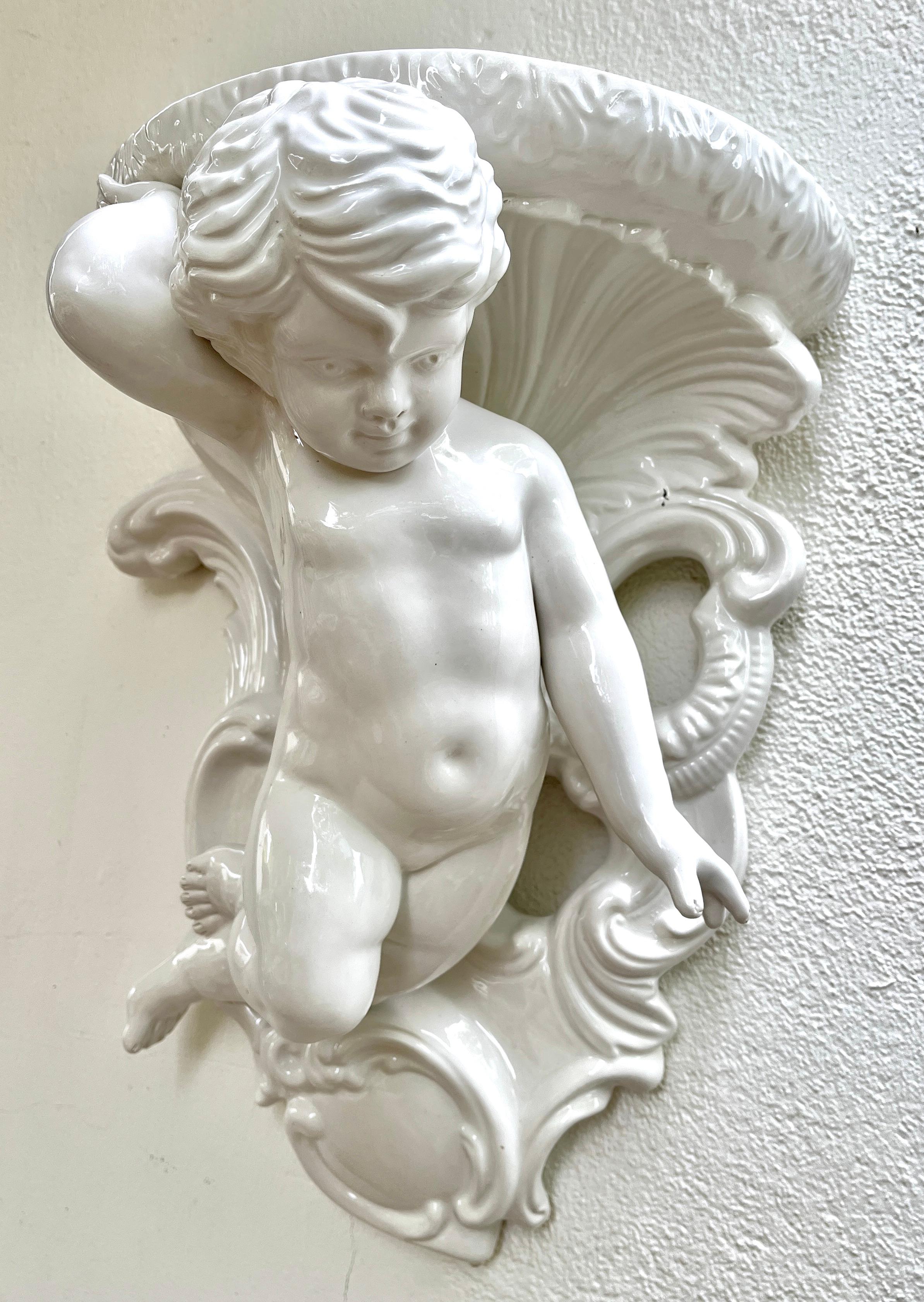 20th Century Stylish Porcelain Glazed Wall Mount Sculpture, Italy,  1930s For Sale
