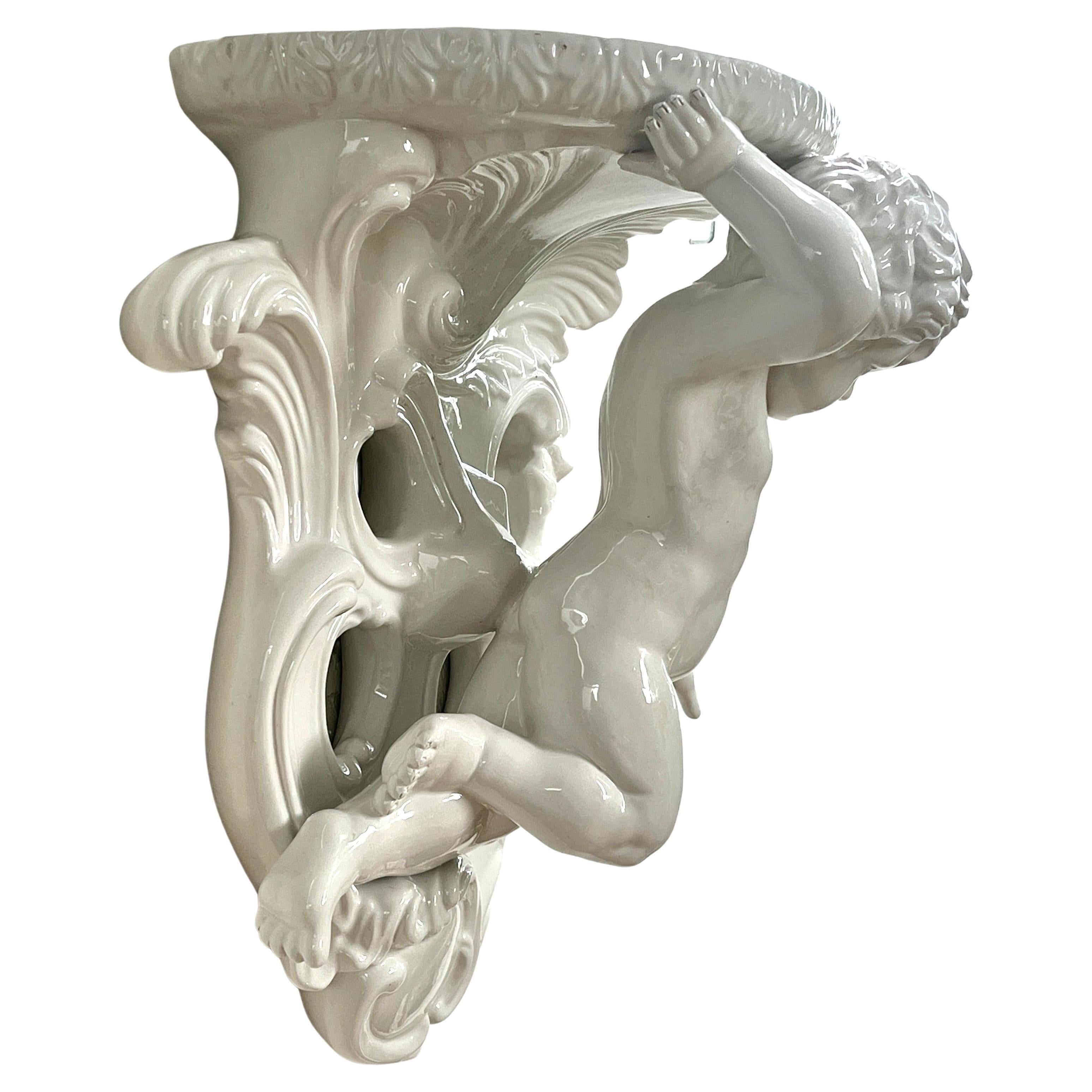 Stylish Porcelain Glazed Wall Mount Sculpture, Italy,  1930s For Sale