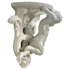 Stylish Porcelain Glazed Wall Mount Sculpture, Italy,  1930s