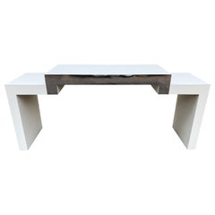 Stylish Postmodern Milo Baughman style Laminated Geometric Console Sofa Table