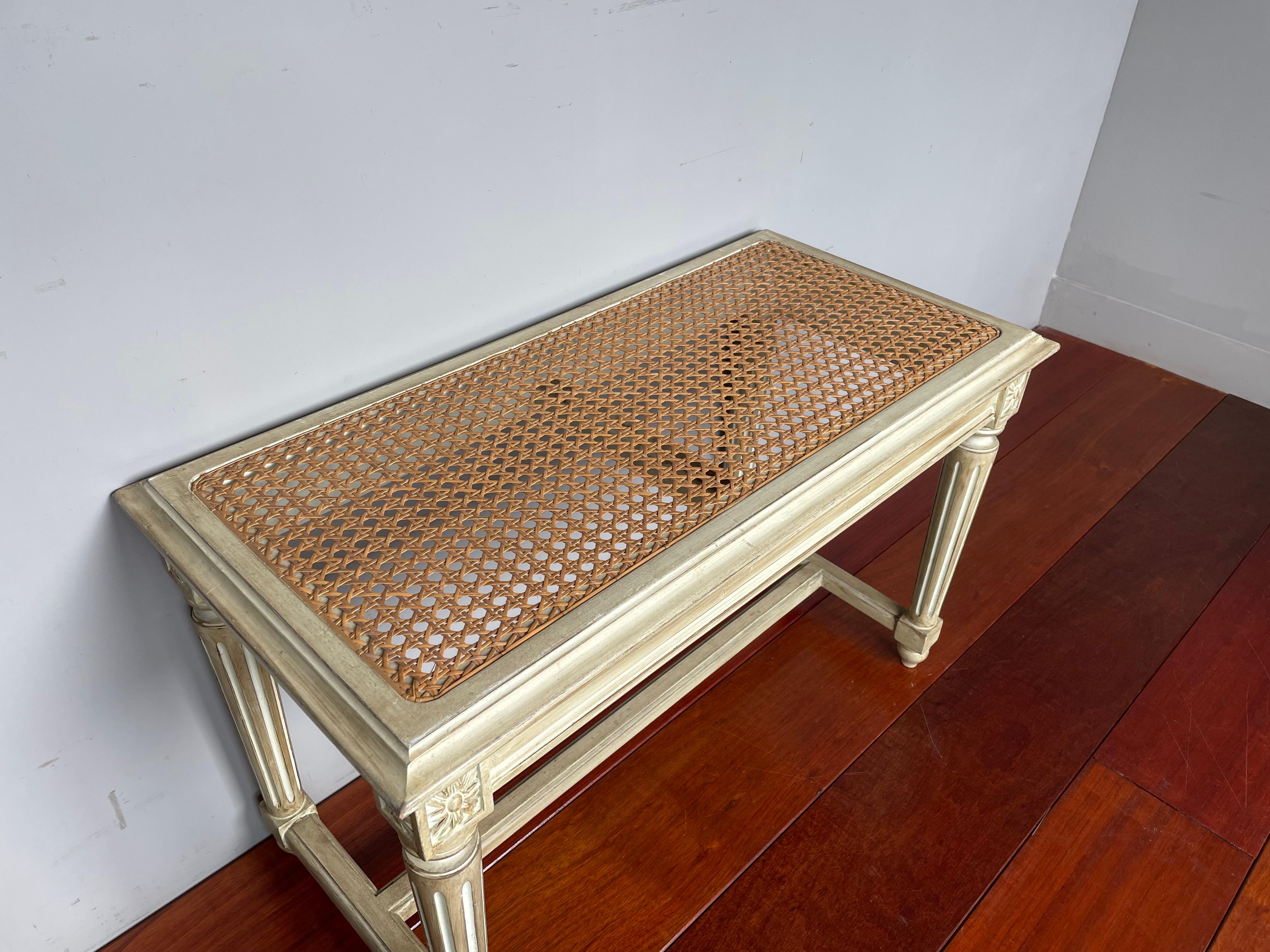 Stylish & Practical Louis Seize Style Hall Bench / Stool W. Perfect Webbing Seat For Sale 2