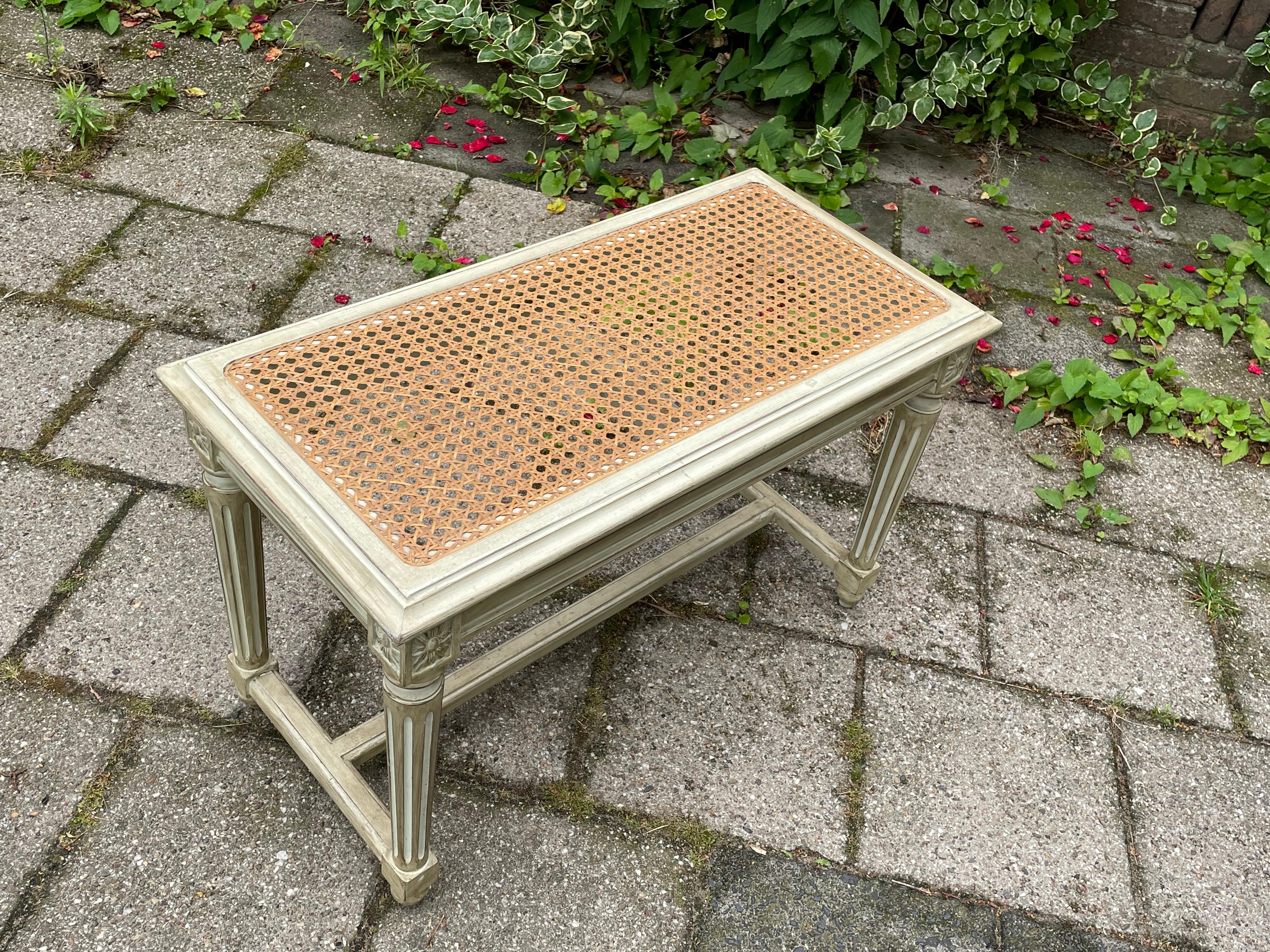 Stylish & Practical Louis Seize Style Hall Bench / Stool W. Perfect Webbing Seat For Sale 3