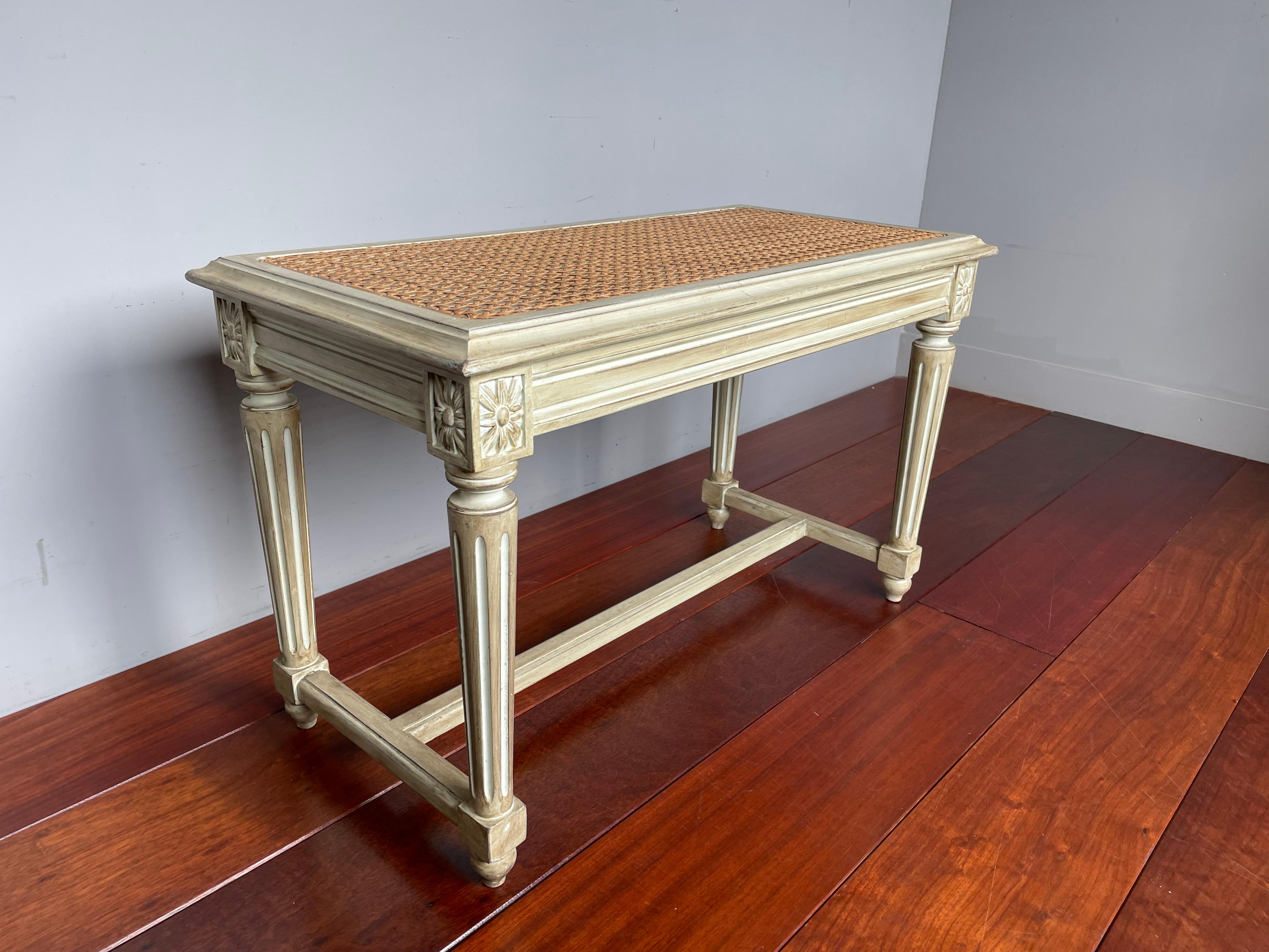 Stylish & Practical Louis Seize Style Hall Bench / Stool W. Perfect Webbing Seat For Sale 5