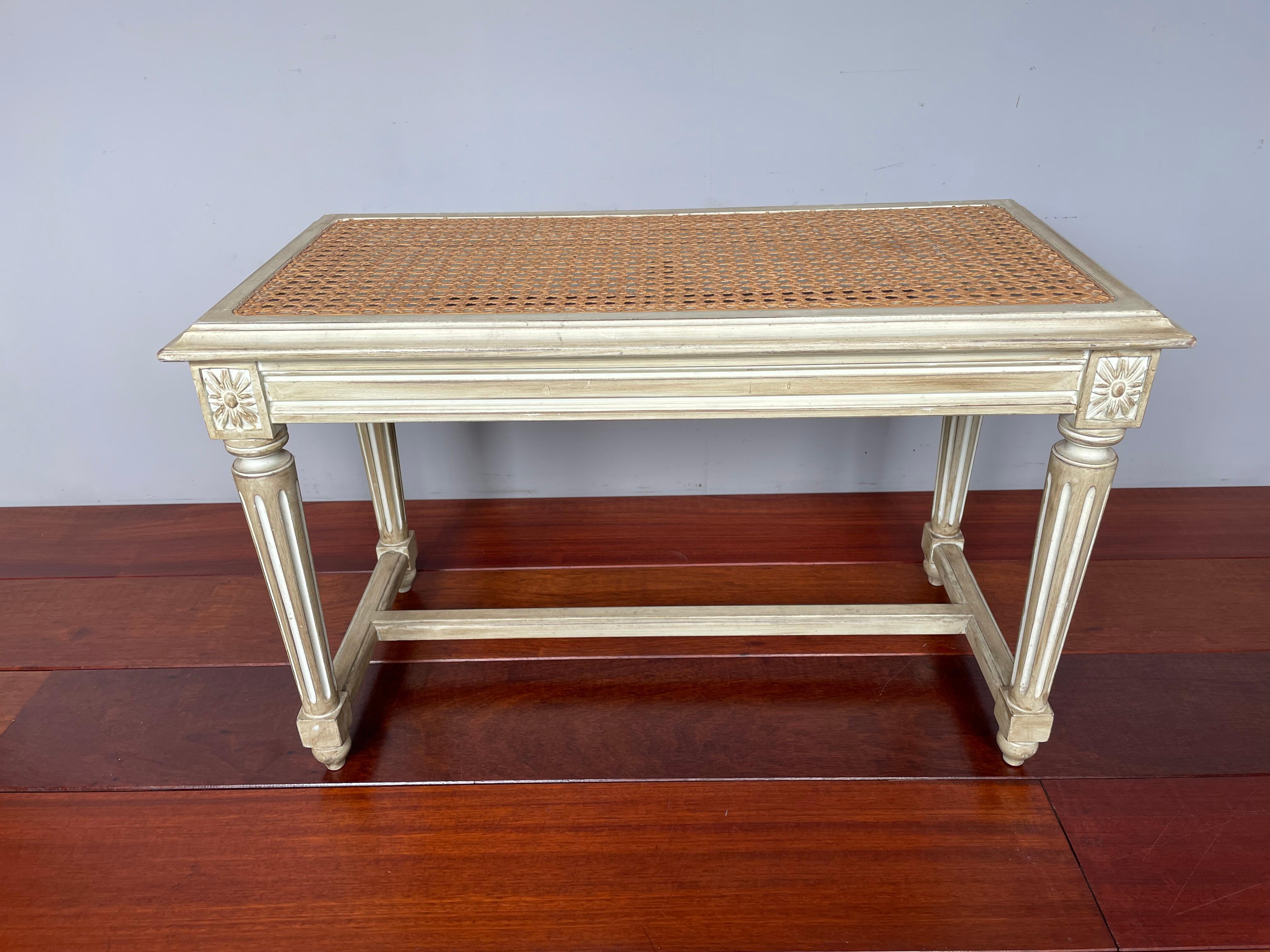 Stylish & Practical Louis Seize Style Hall Bench / Stool W. Perfect Webbing Seat For Sale 7