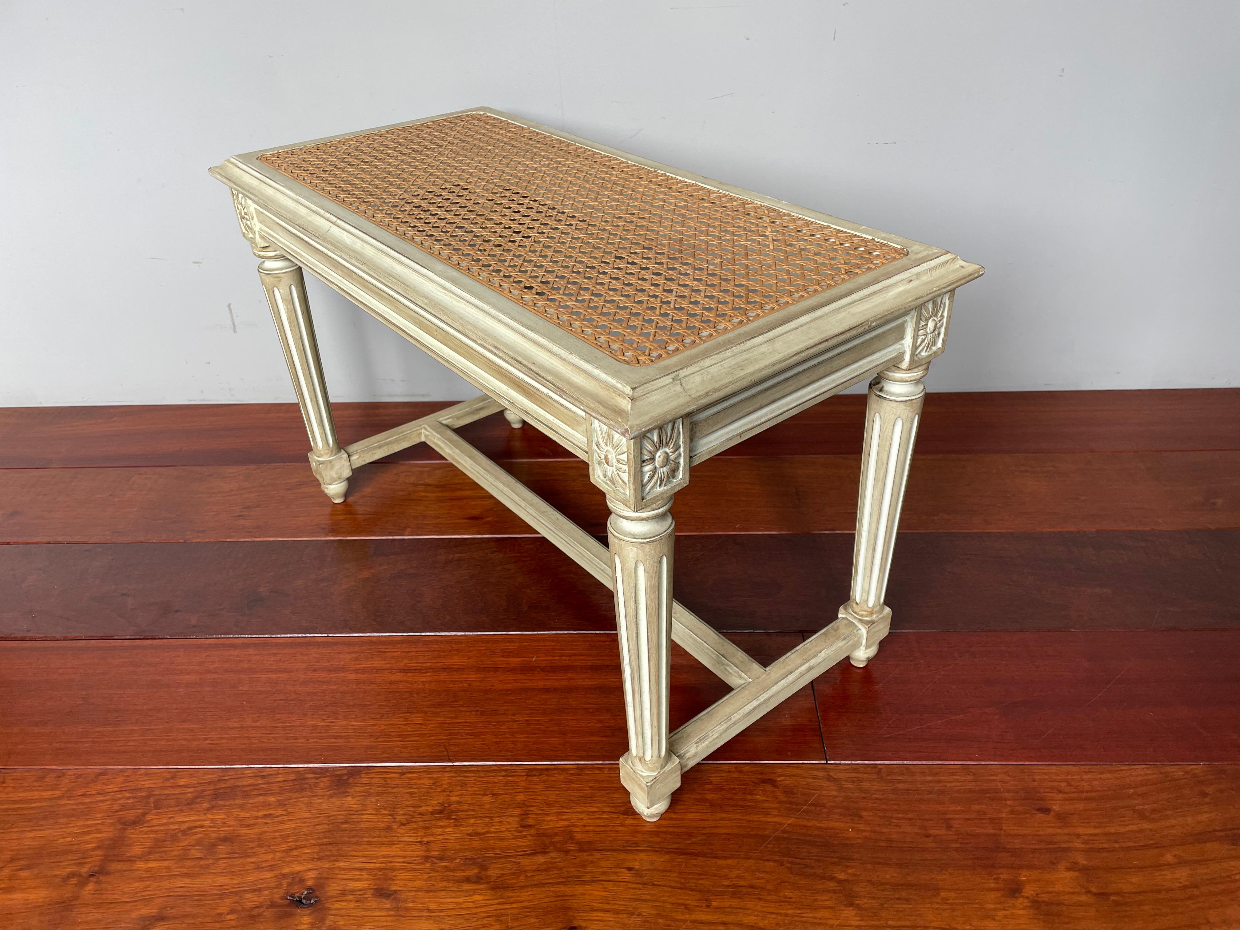 Stylish & Practical Louis Seize Style Hall Bench / Stool W. Perfect Webbing Seat For Sale 8