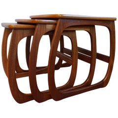 Stylish & Practical Mid-Century Modern Handmade Afrormosia Wood Nest of Tables