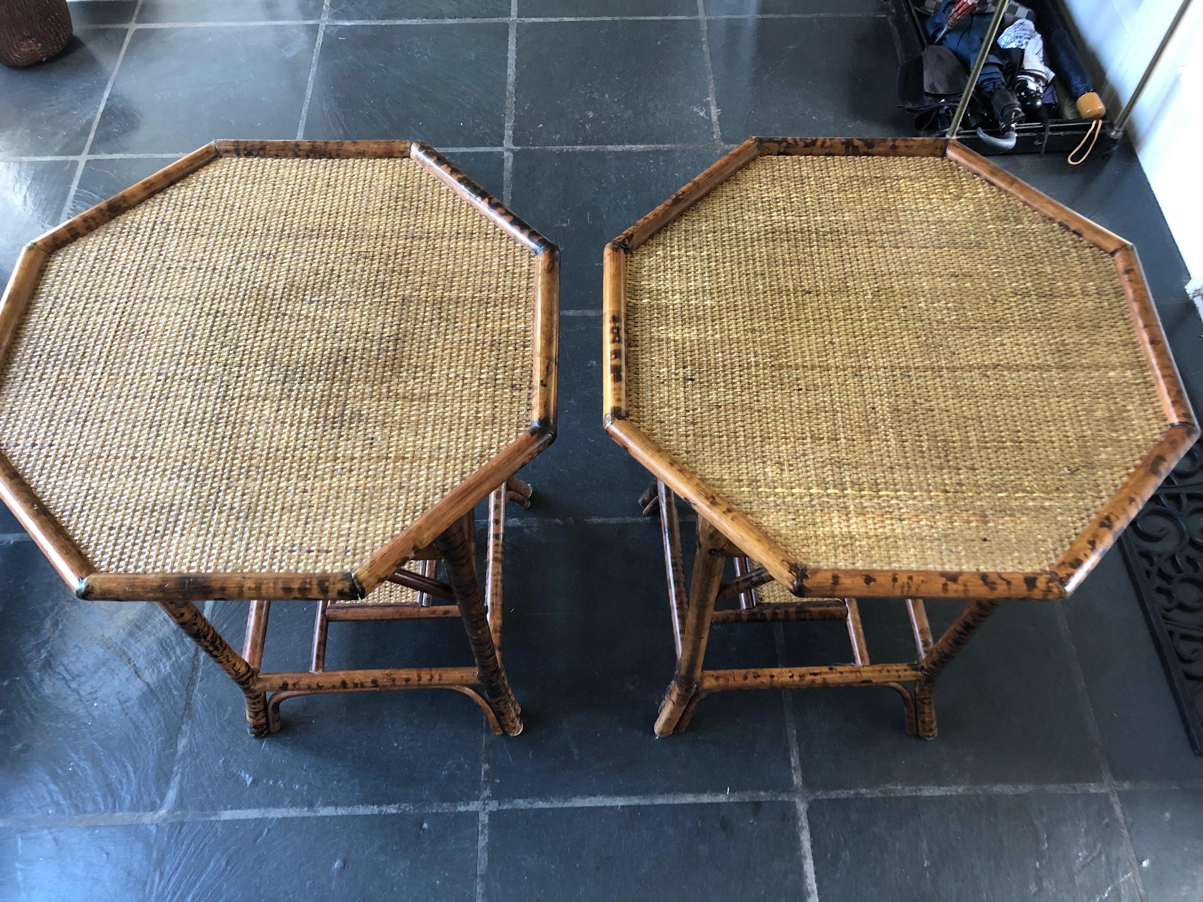 Stylish Rattan and Bamboo Octagonal Side Tables 5