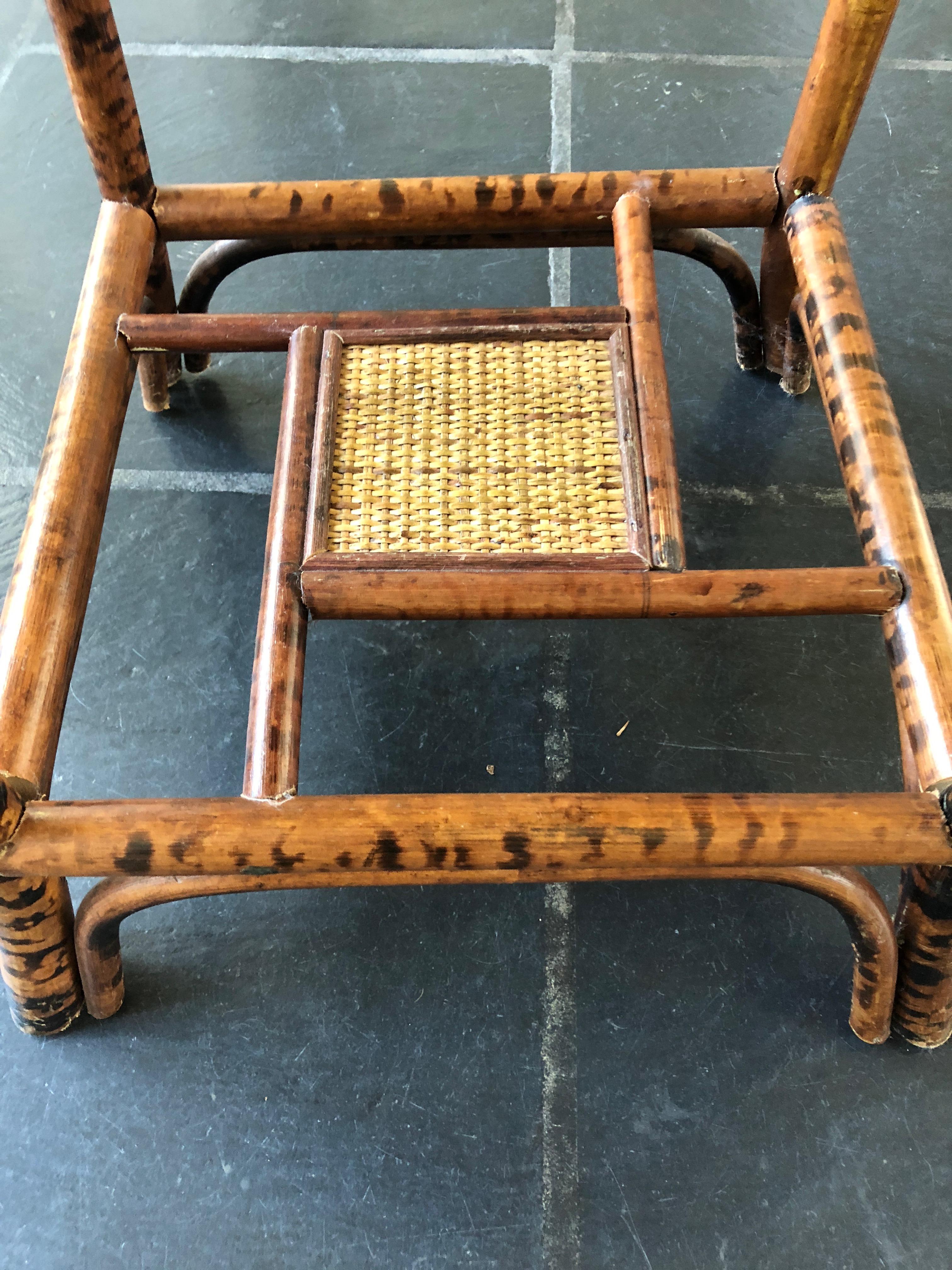 Japanese Stylish Rattan and Bamboo Octagonal Side Tables