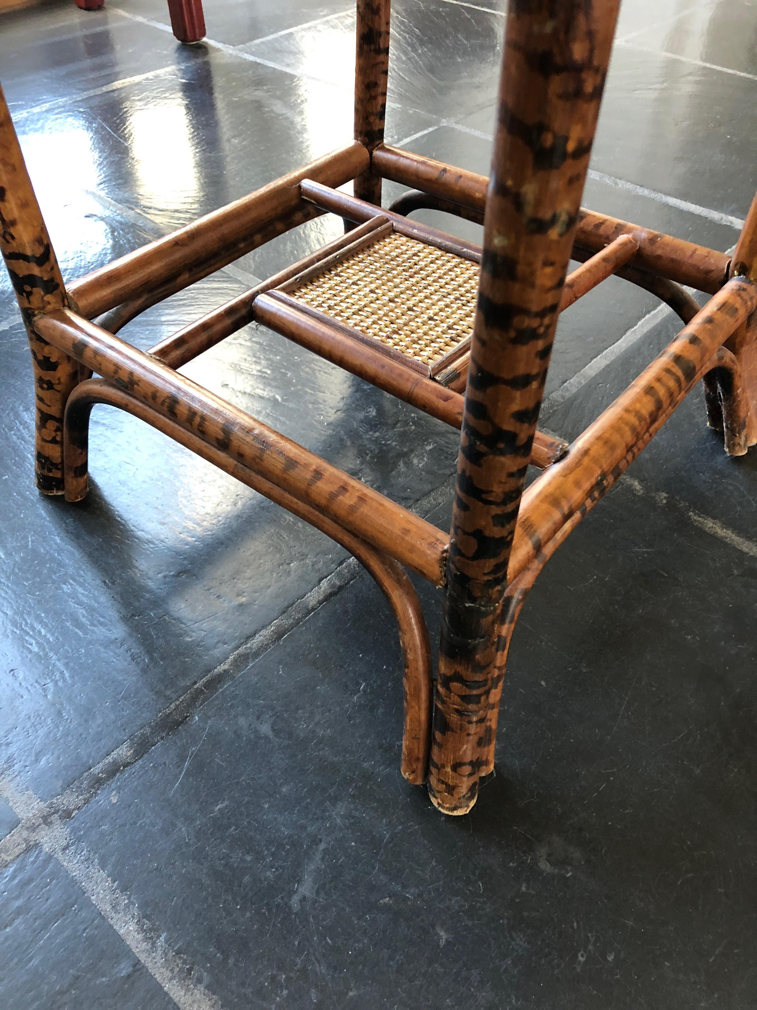 Stylish Rattan and Bamboo Octagonal Side Tables In Excellent Condition In Hopewell, NJ