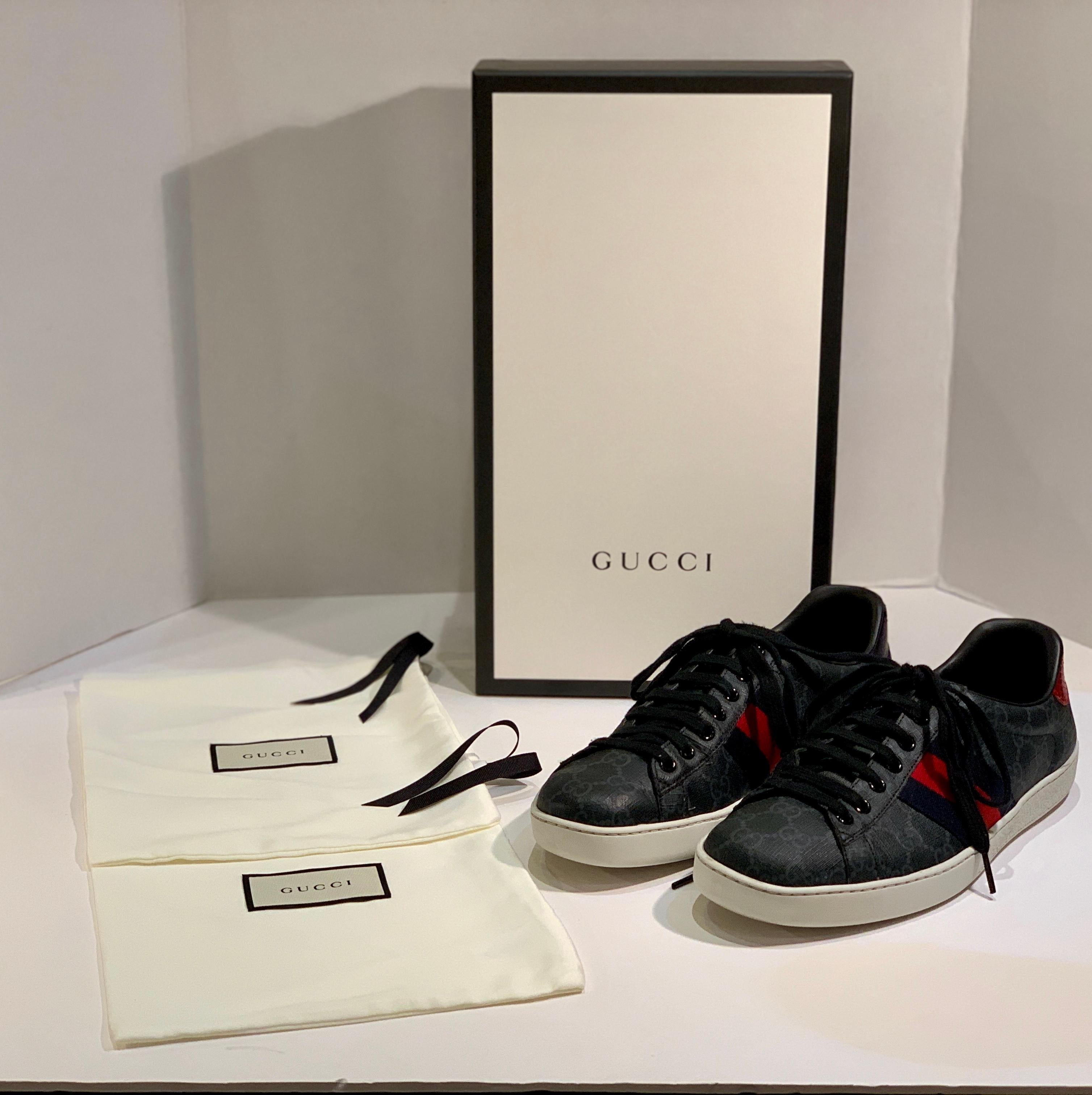 Stylish Retro GUCCI Ace GG Supreme Unisex Sneakers Size 7 Mens or Size 9 Womens 4