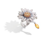 Sicis Jewels 18K White Gold Micromosaic Daisy Ring with Diamonds & Sapphires