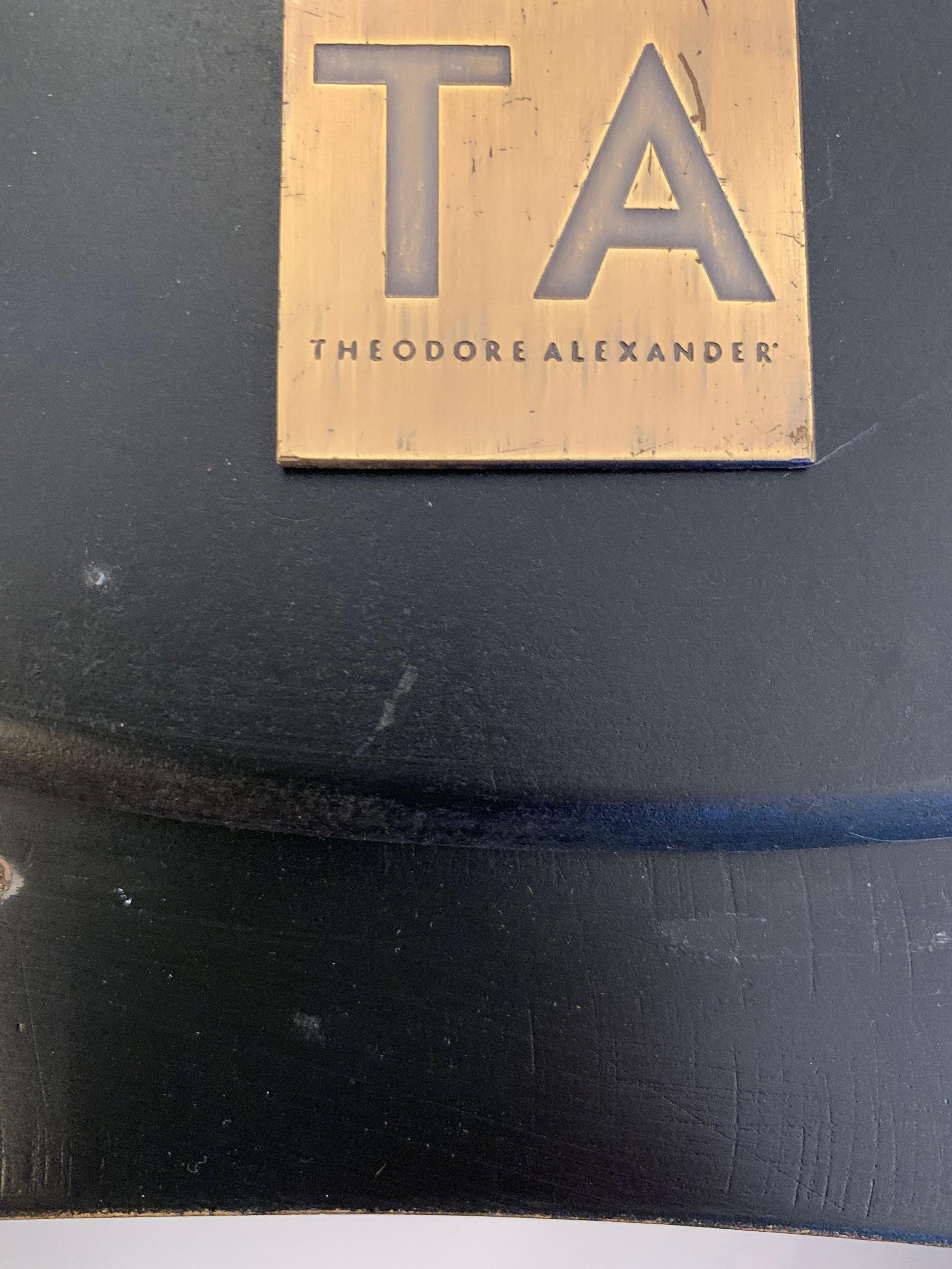 Stylish Round Starburst Mirror in Black and Gold by Theodore Alexander In Good Condition In Hopewell, NJ