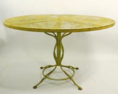 Stylish Round Wrought Iron and Metal Mesh Garden Patio Table by Woodard