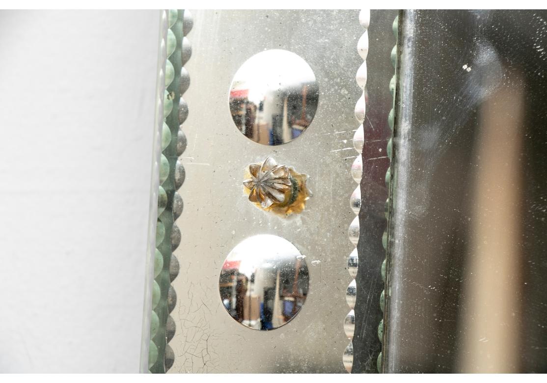 Midd Century Optic Venetian Mirror In Distressed Condition For Sale In Bridgeport, CT