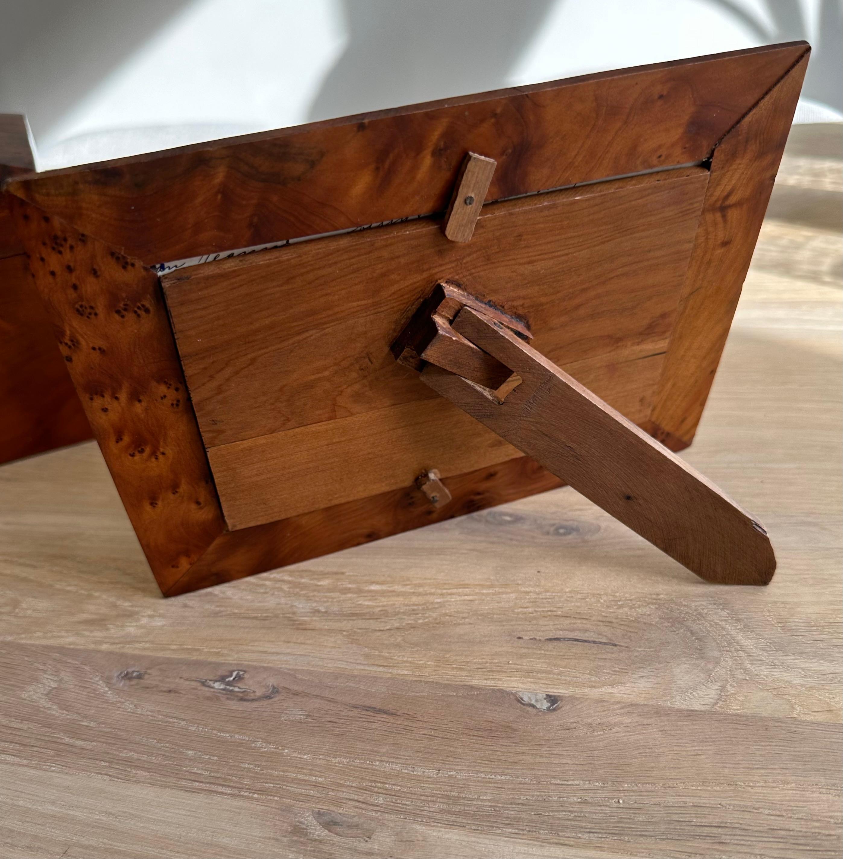 Elegante Juego De Madera De Burl / Burr Dos Cofres / Cajas Para Joyas Con Marco De Fotos en venta 7