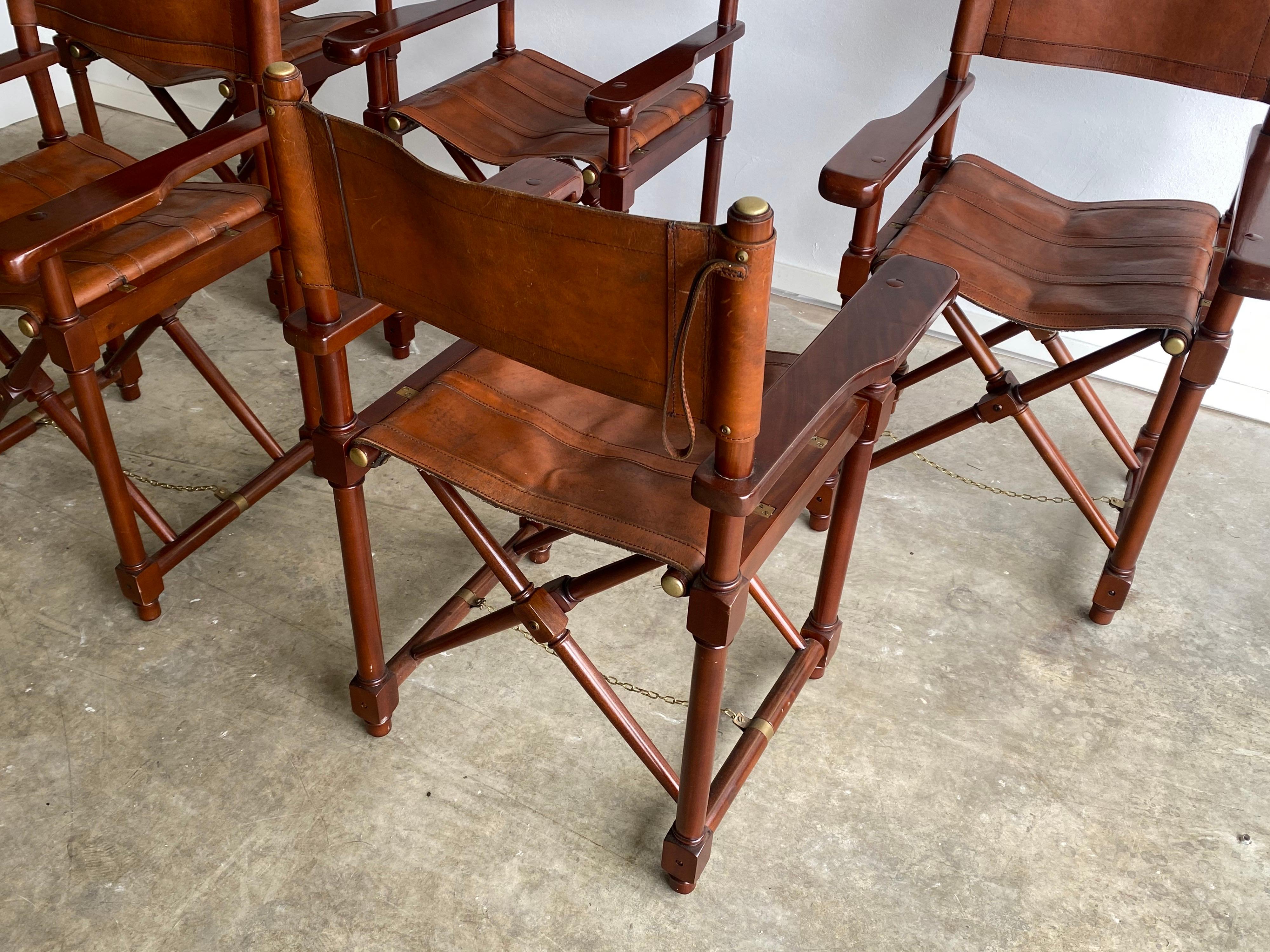 vintage wooden folding chair with leather seat