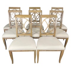 Stylish Set of Eight Classic Ring Back Bleached Oak Dining Chairs
