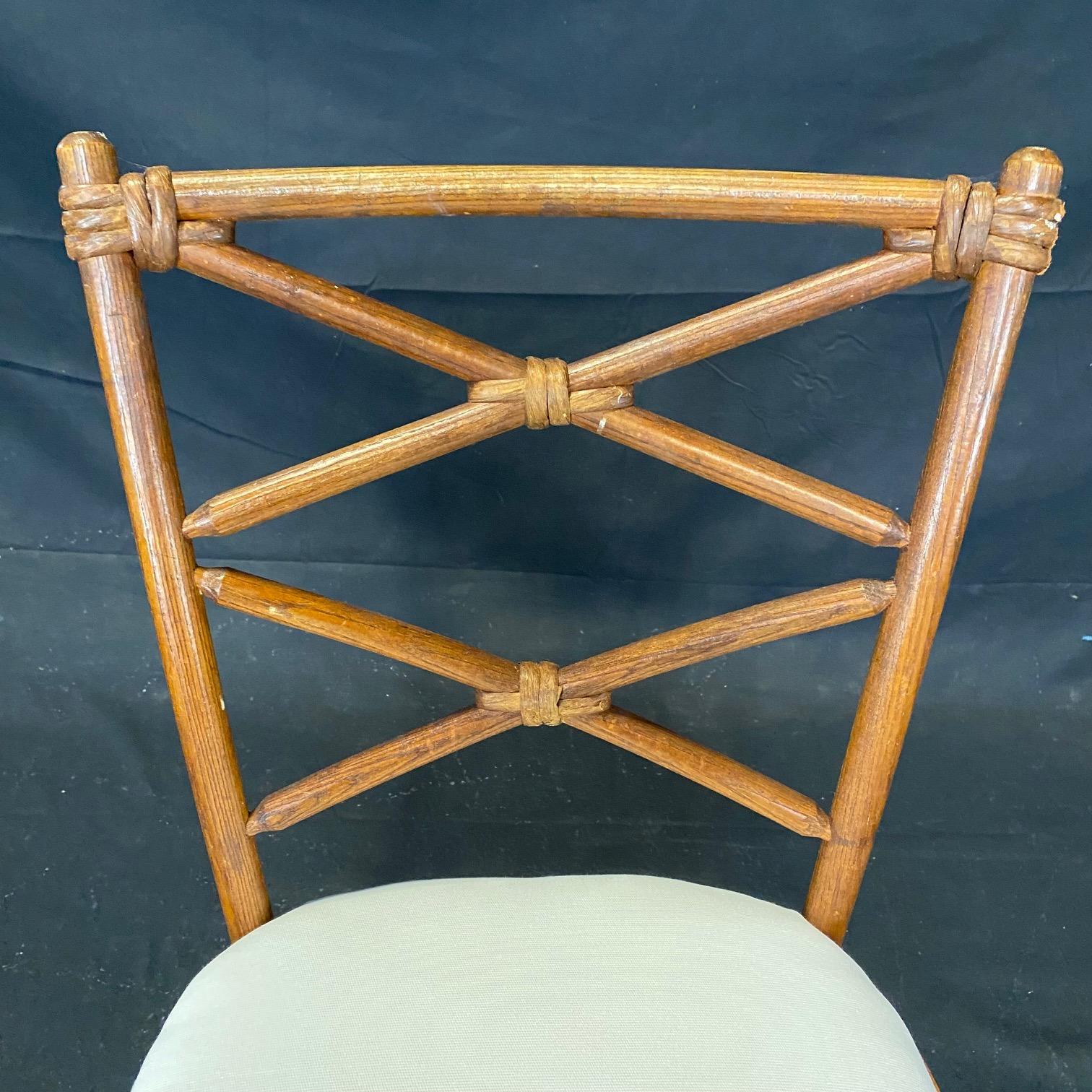American Stylish Set of Four Vintage Heywood Wakefield Faux Bamboo Dining Chairs