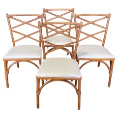 Stylish Set of Four Vintage Heywood Wakefield Faux Bamboo Dining Chairs