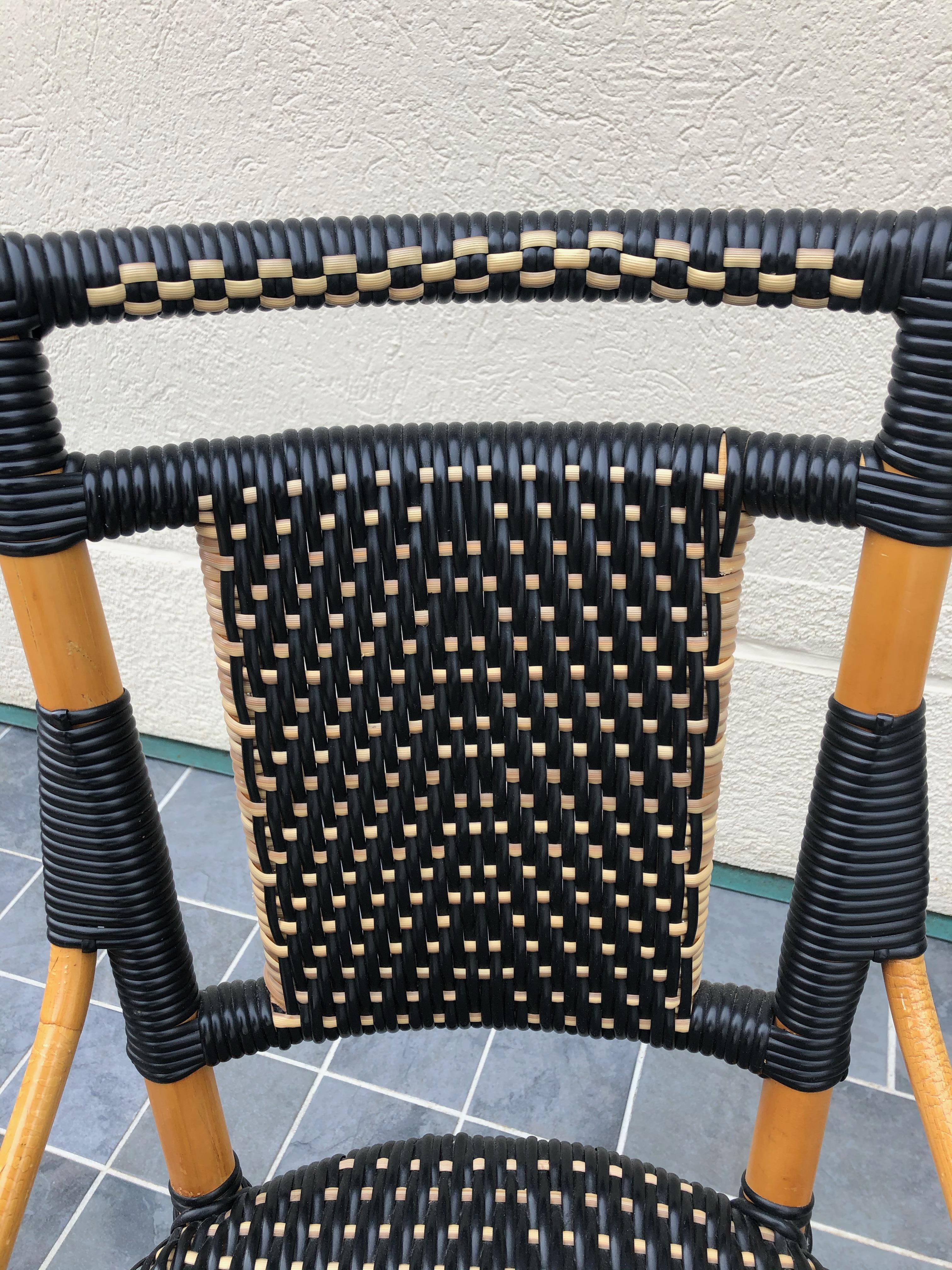 Stylish Set of Palecek Bamboo Wicker & Rattan Bistro Dining Chairs 3
