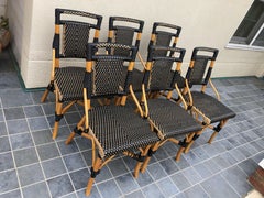 Stylish Set of Palecek Bamboo Wicker & Rattan Bistro Dining Chairs