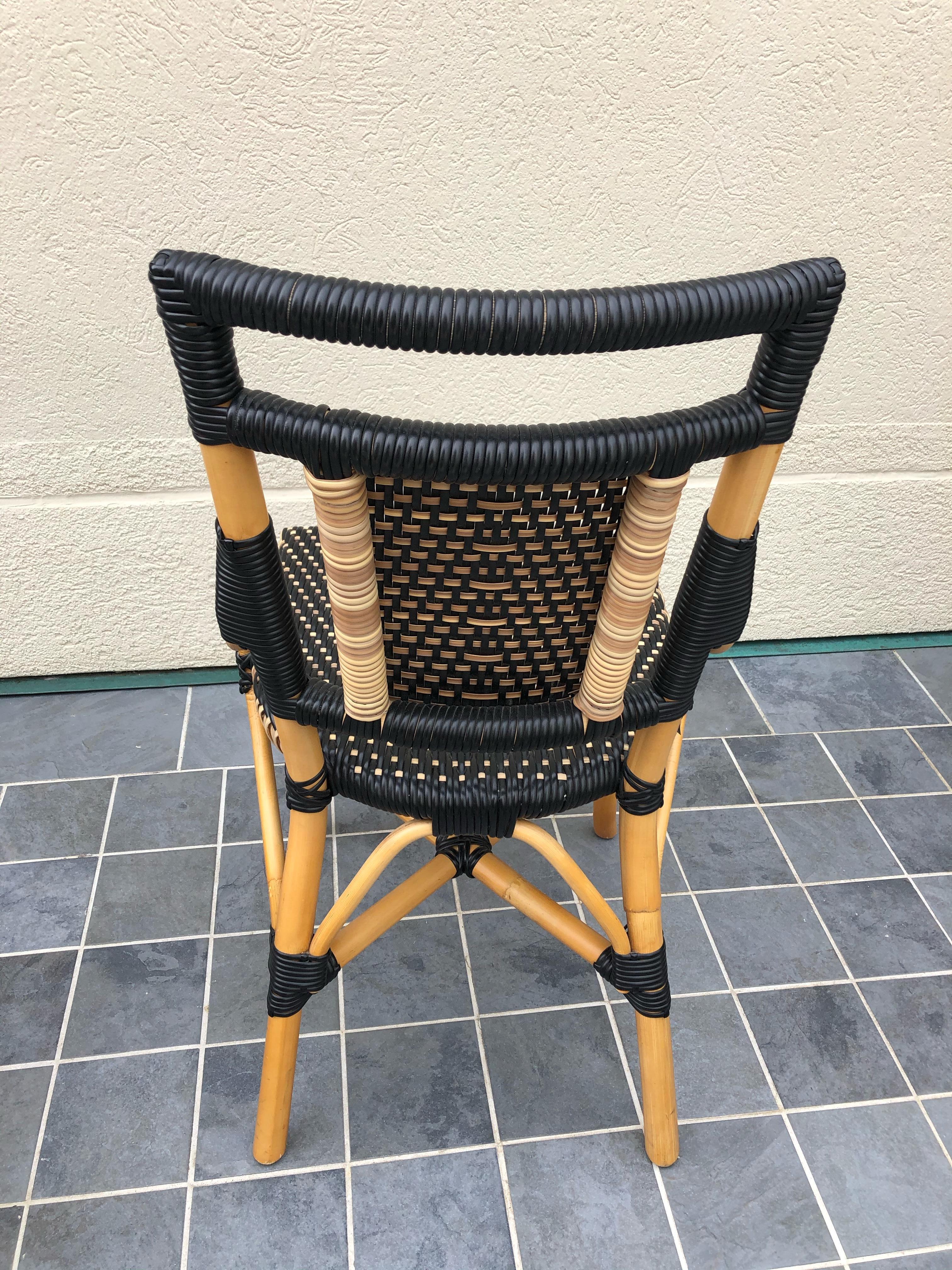 Stylish Set of Palecek Bamboo Wicker & Rattan Bistro Dining Chairs 2