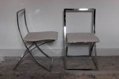Stylish Set of Ten 1970s Italian Chrome Dining Chairs