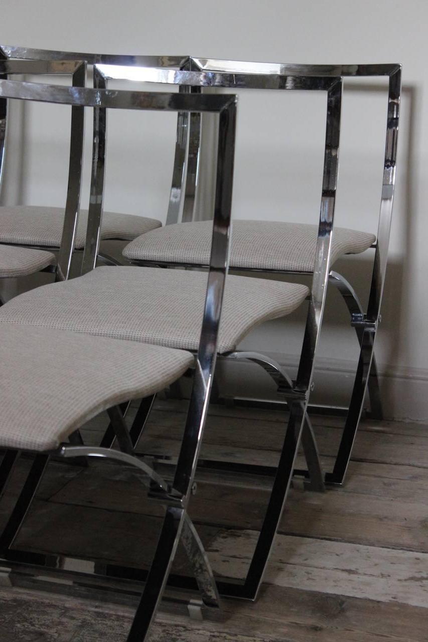 Stylish Set of Ten 1970s Italian Chrome Dining Chairs In Excellent Condition For Sale In Gloucestershire, GB