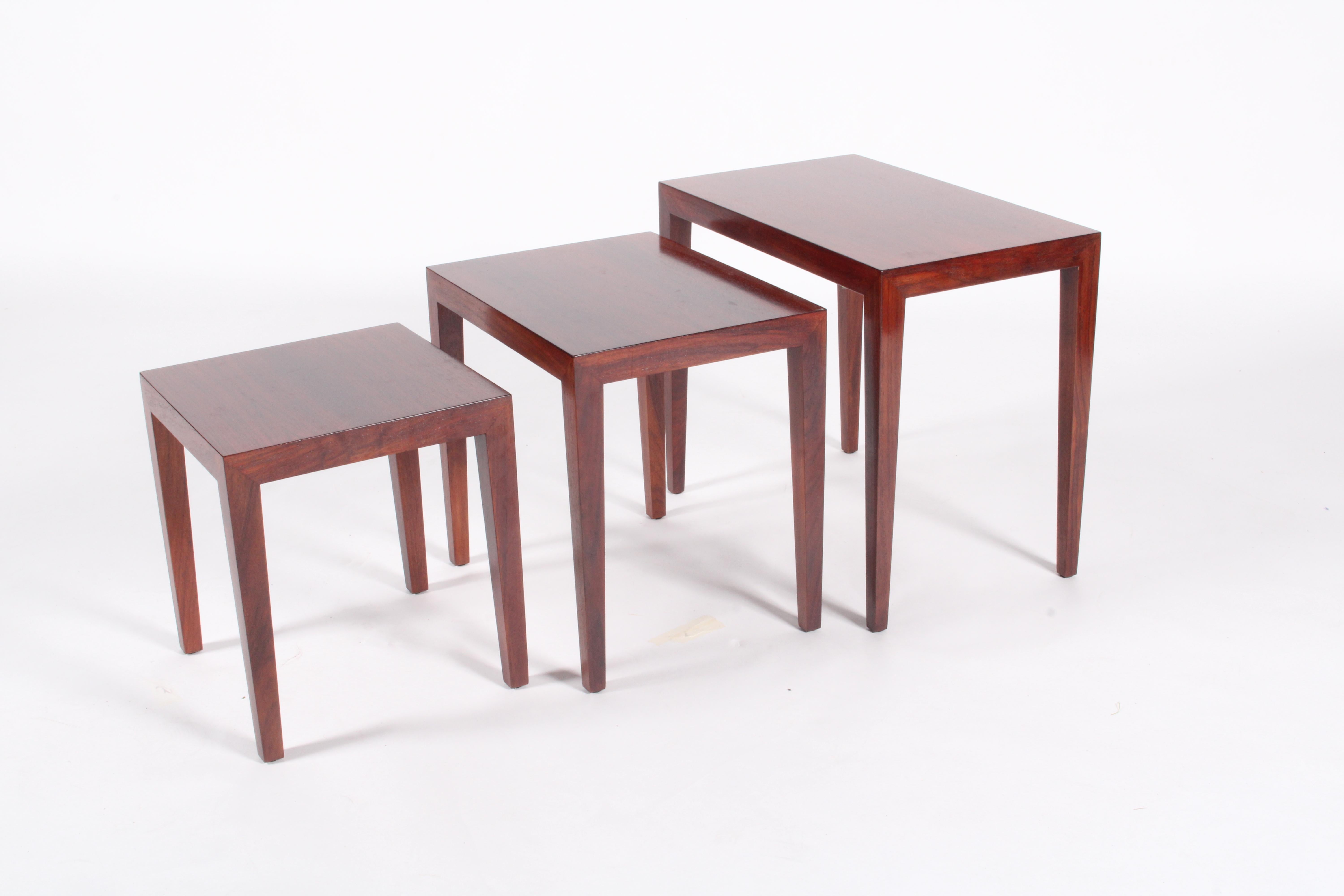 Stylish Set Of Three Danish Nesting Tables By Severin Hansen * Free Shipping For Sale 4
