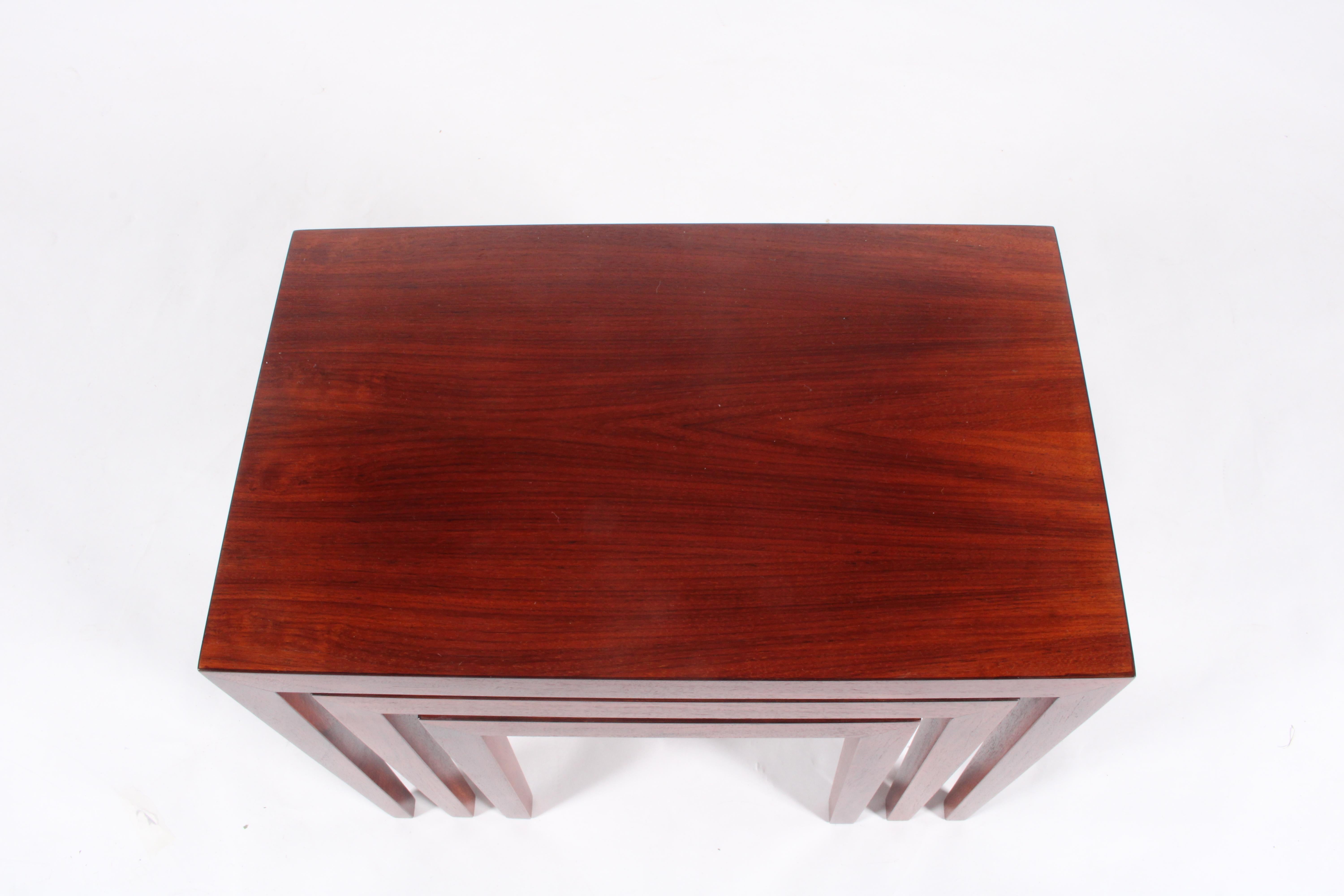 Hardwood Stylish Set Of Three Danish Nesting Tables By Severin Hansen * Free Shipping For Sale