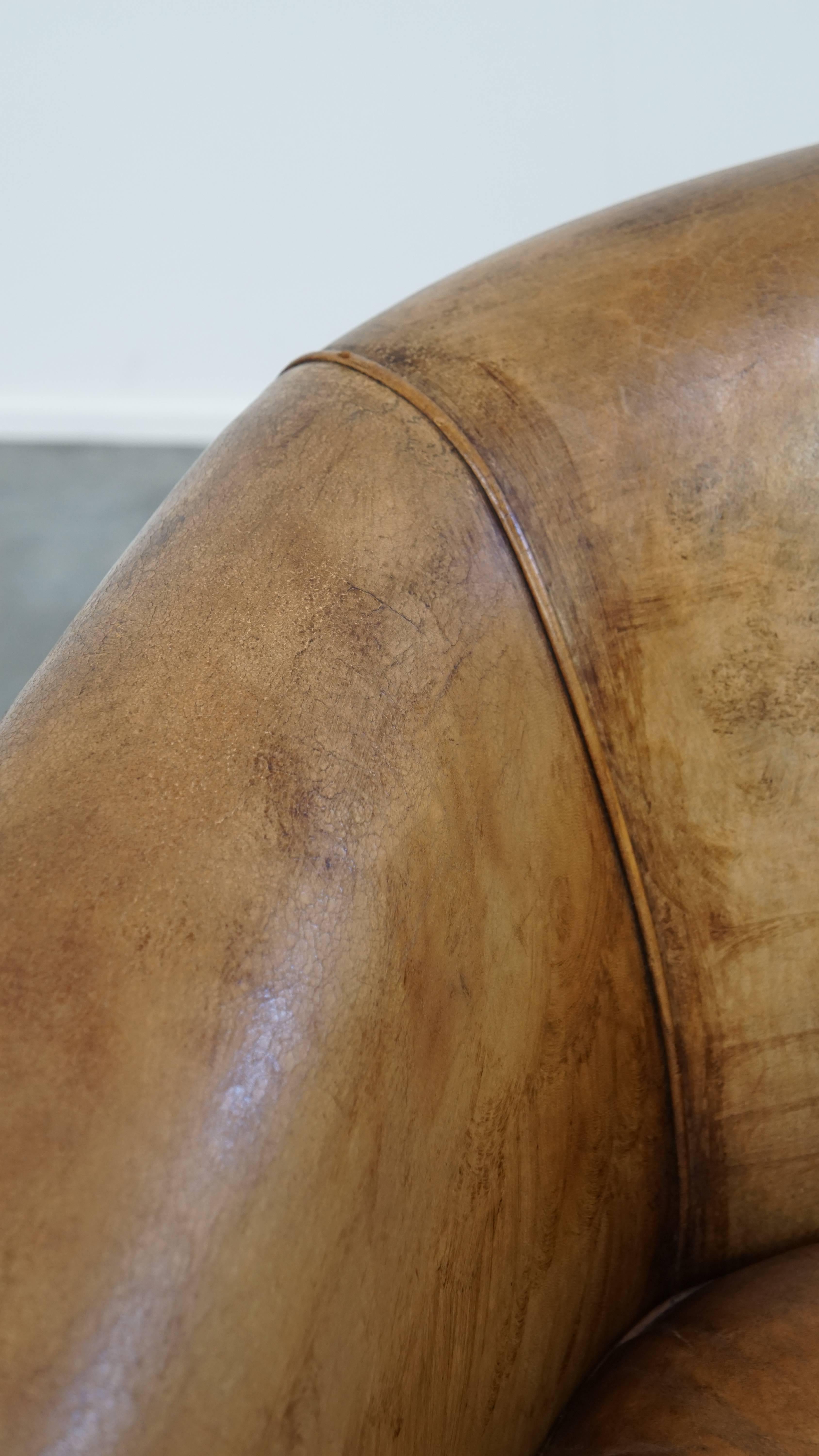 Fauteuil club élégant en cuir de mouton avec de belles couleurs en vente 4