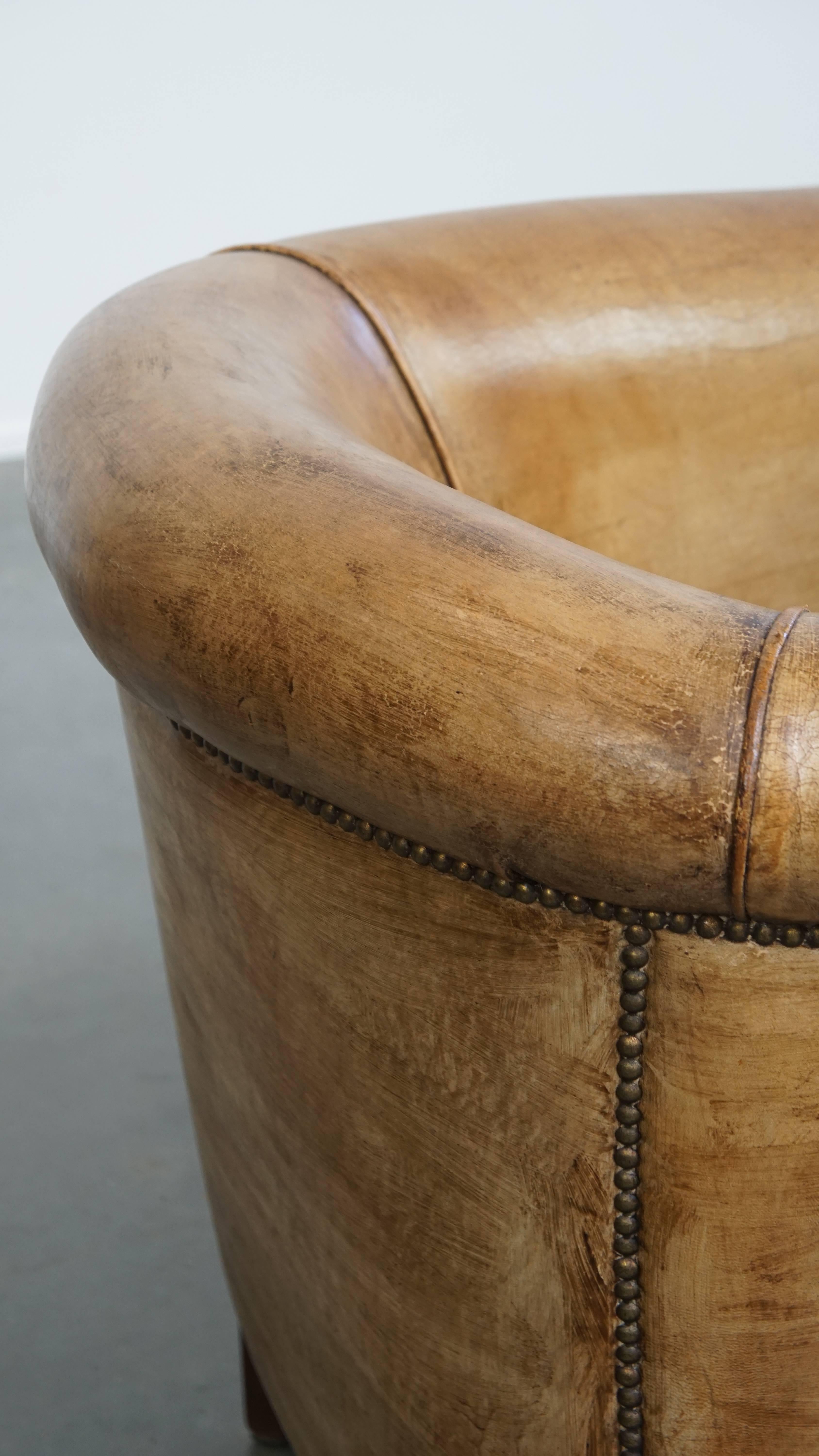 Fauteuil club élégant en cuir de mouton avec de belles couleurs en vente 5