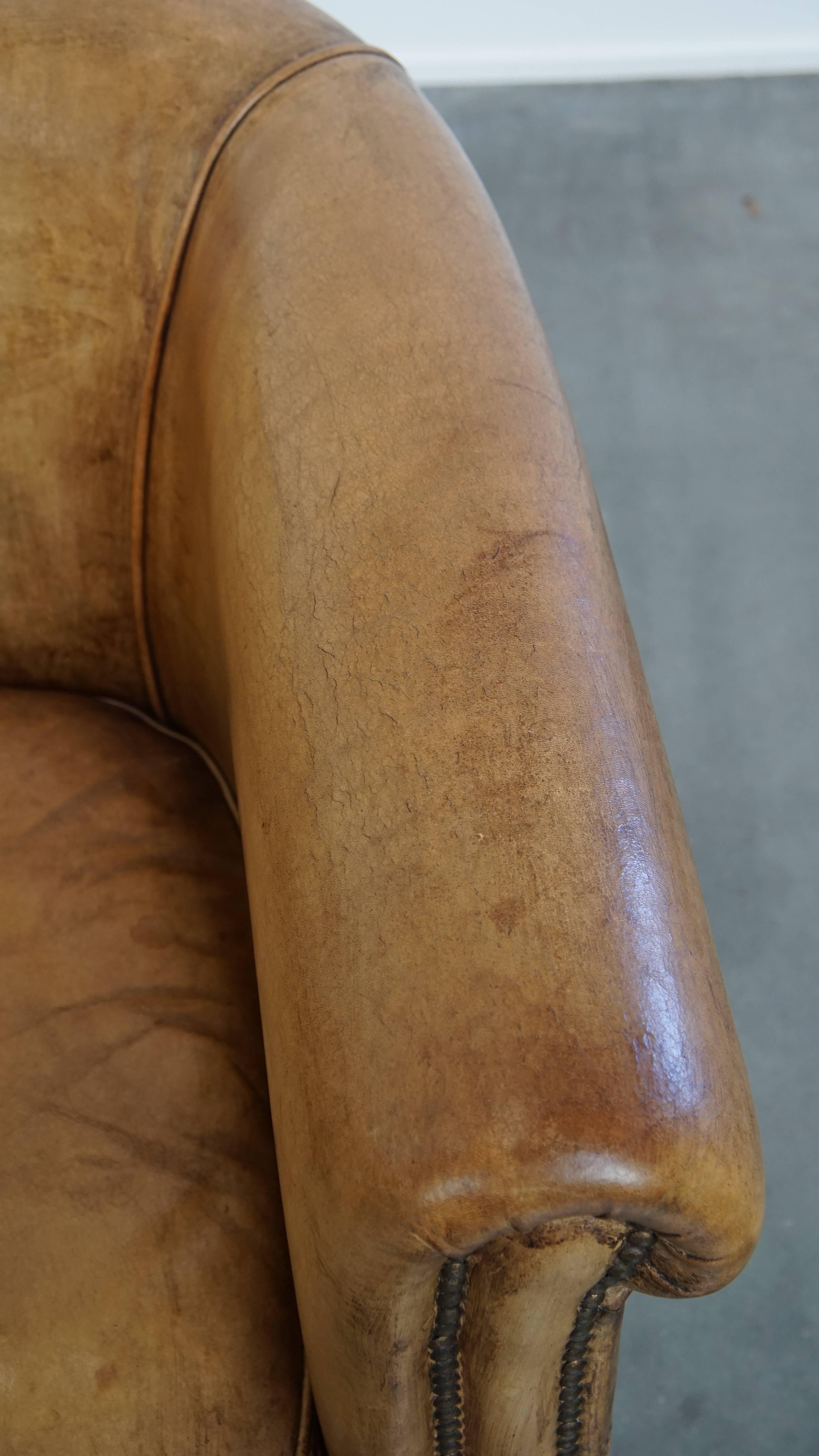 Fauteuil club élégant en cuir de mouton avec de belles couleurs en vente 1
