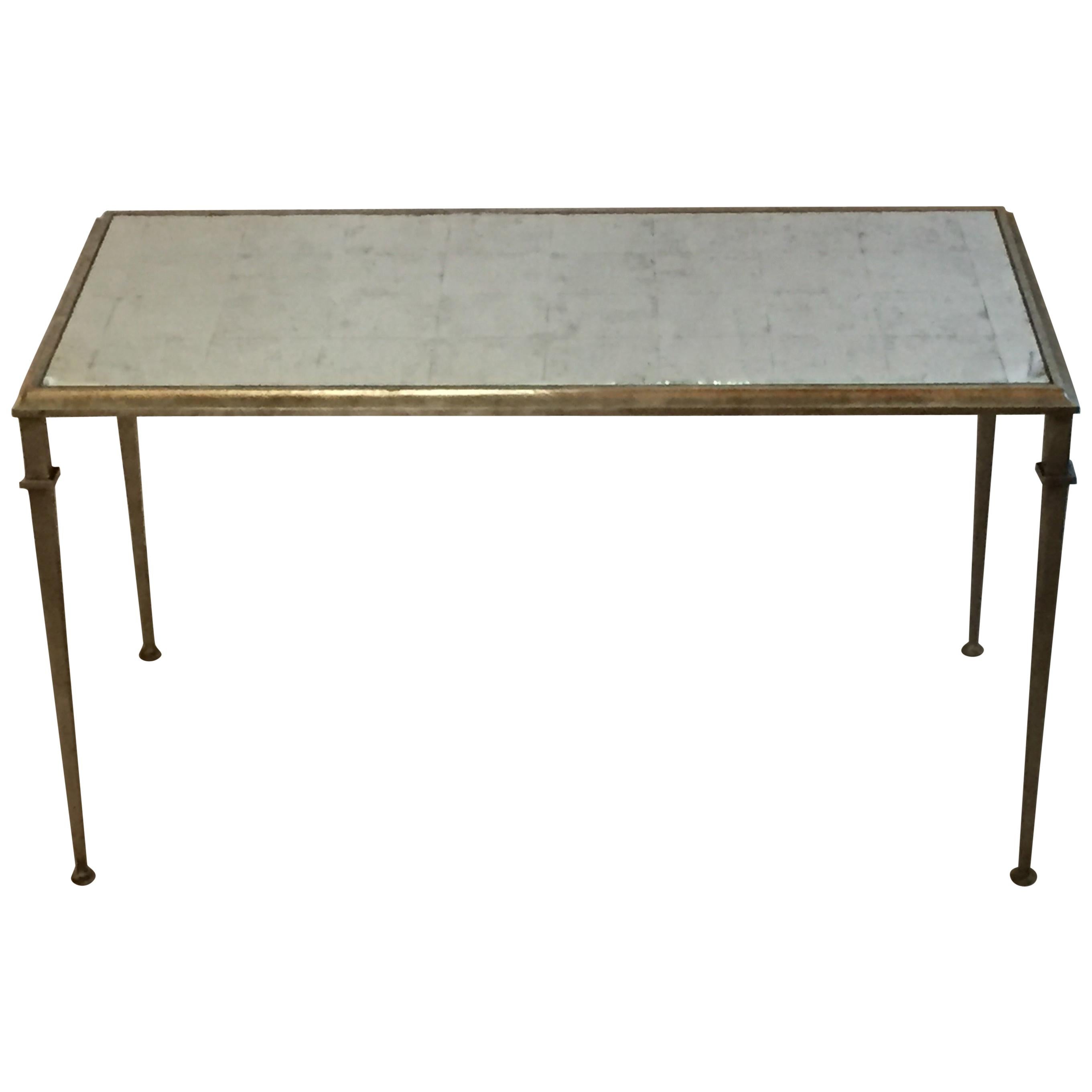 Stylish Silver Leaf and Antique Mirror Lillian August Coffee Cocktail Table