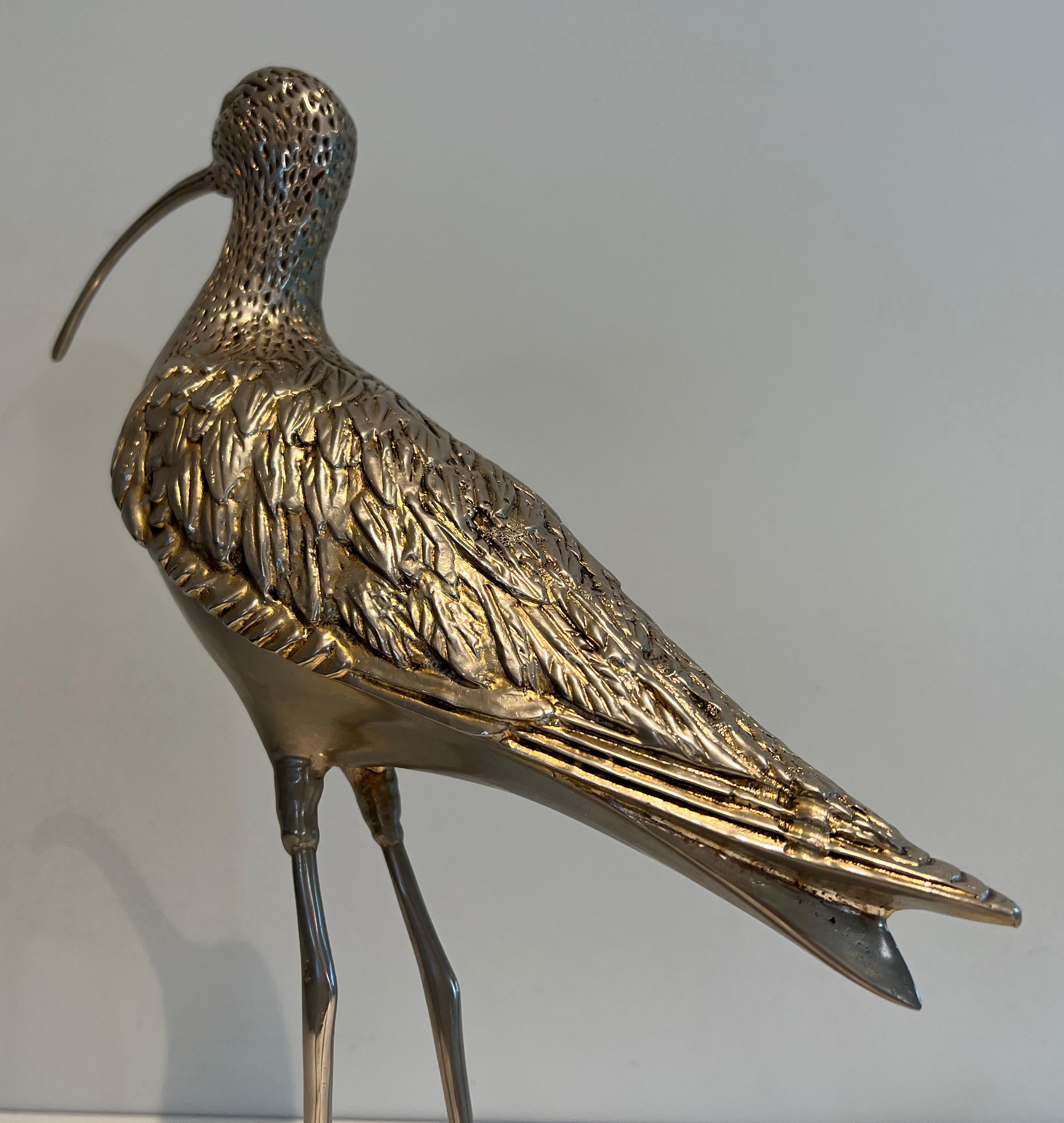 Élégant oiseau en laiton argenté. Travail français. Circa 1970 en vente 7