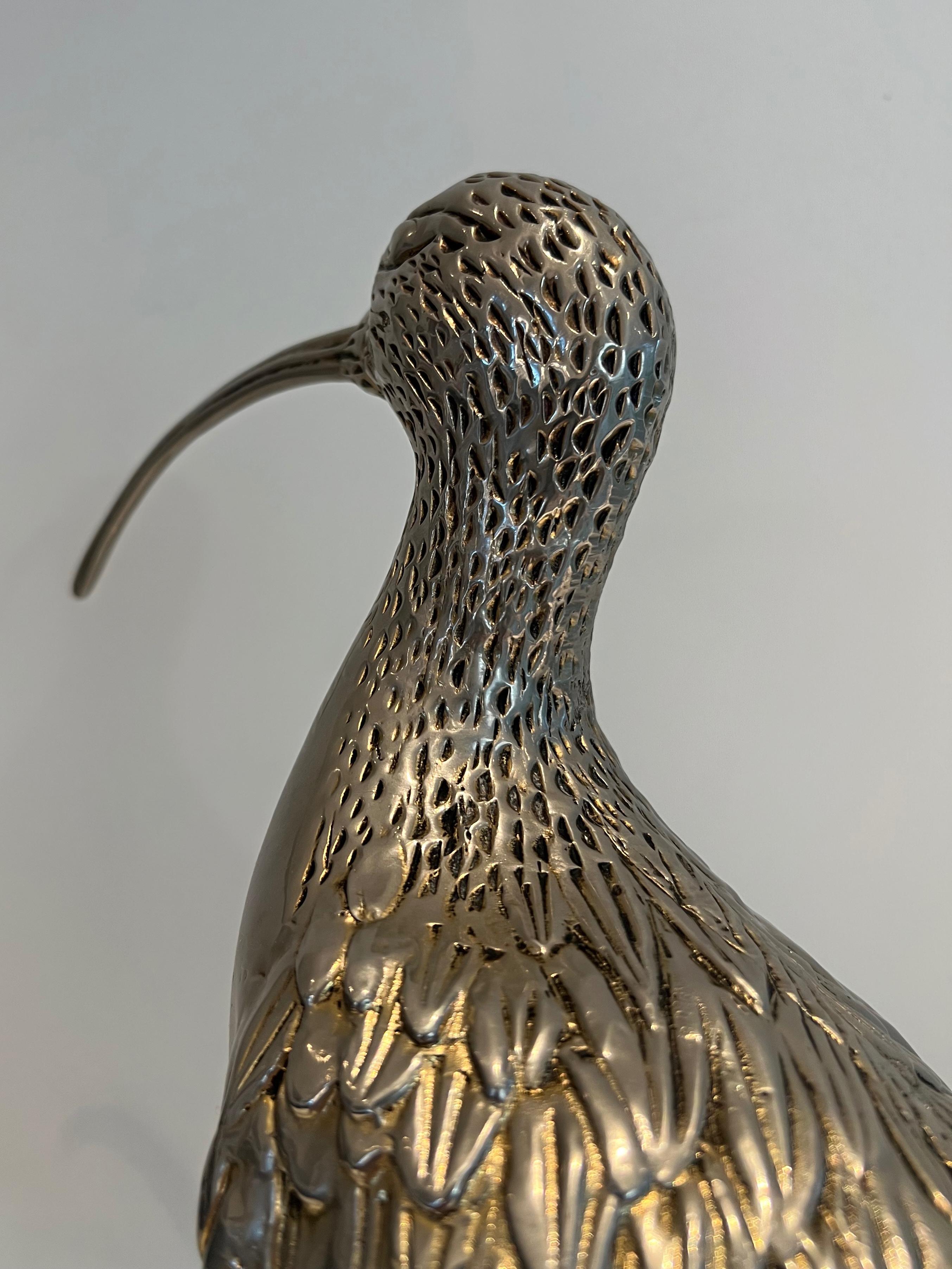 Élégant oiseau en laiton argenté. Travail français. Circa 1970 en vente 8