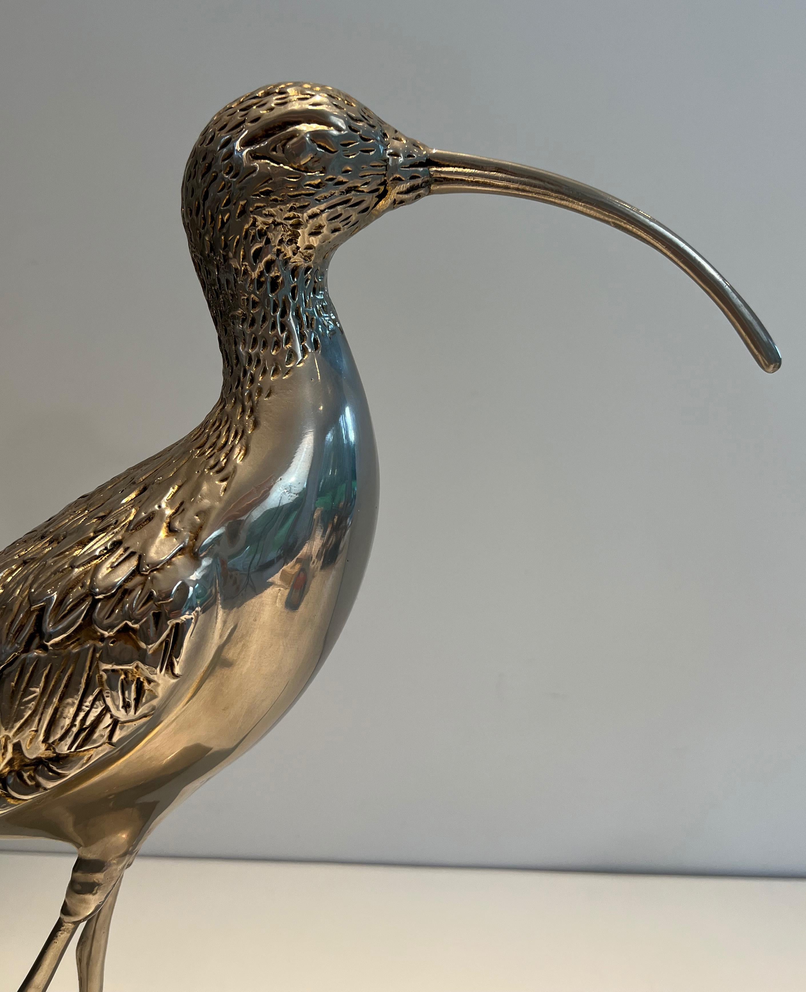 Élégant oiseau en laiton argenté. Travail français. Circa 1970 en vente 11