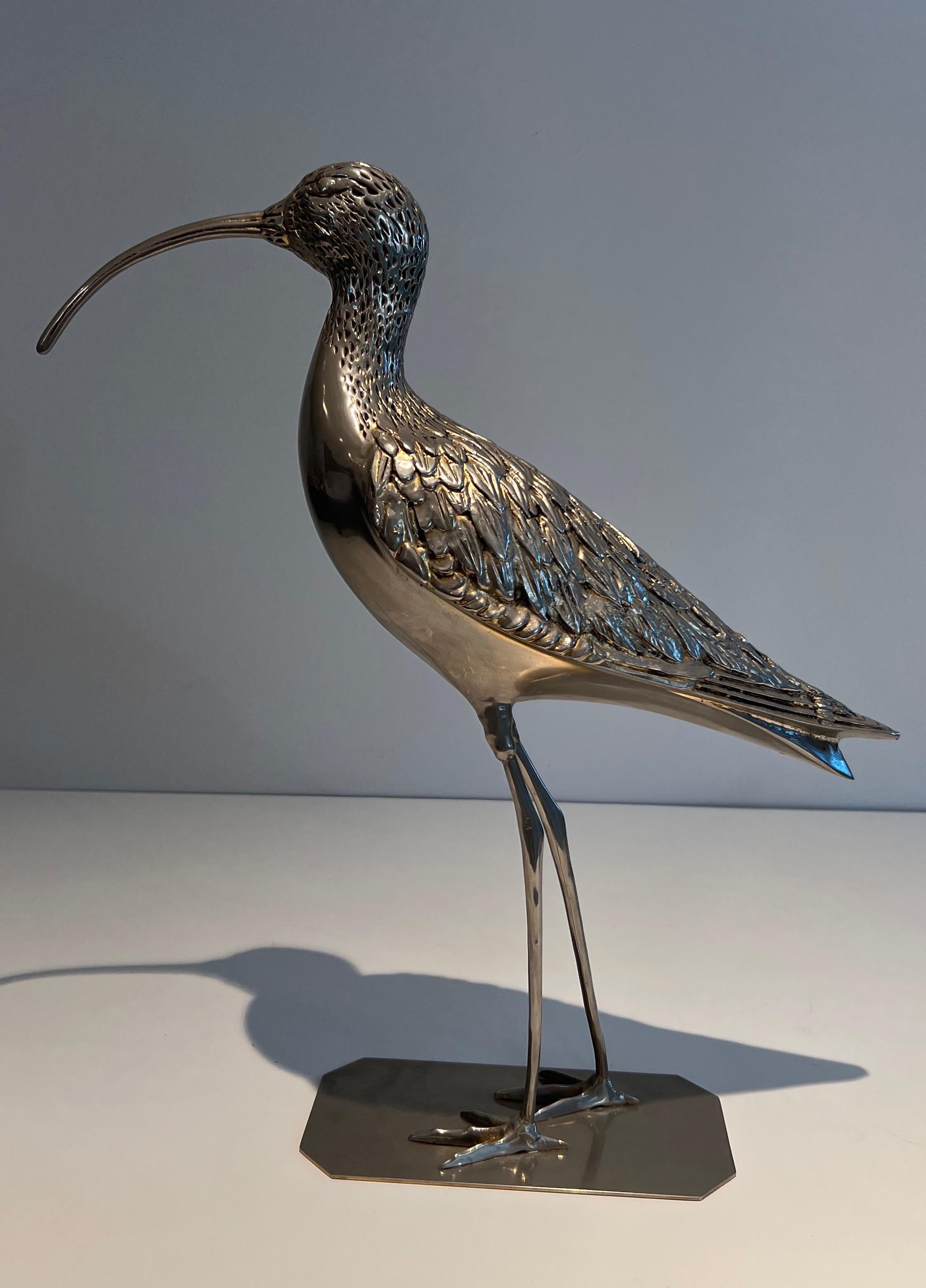 Élégant oiseau en laiton argenté. Travail français. Circa 1970 en vente 13