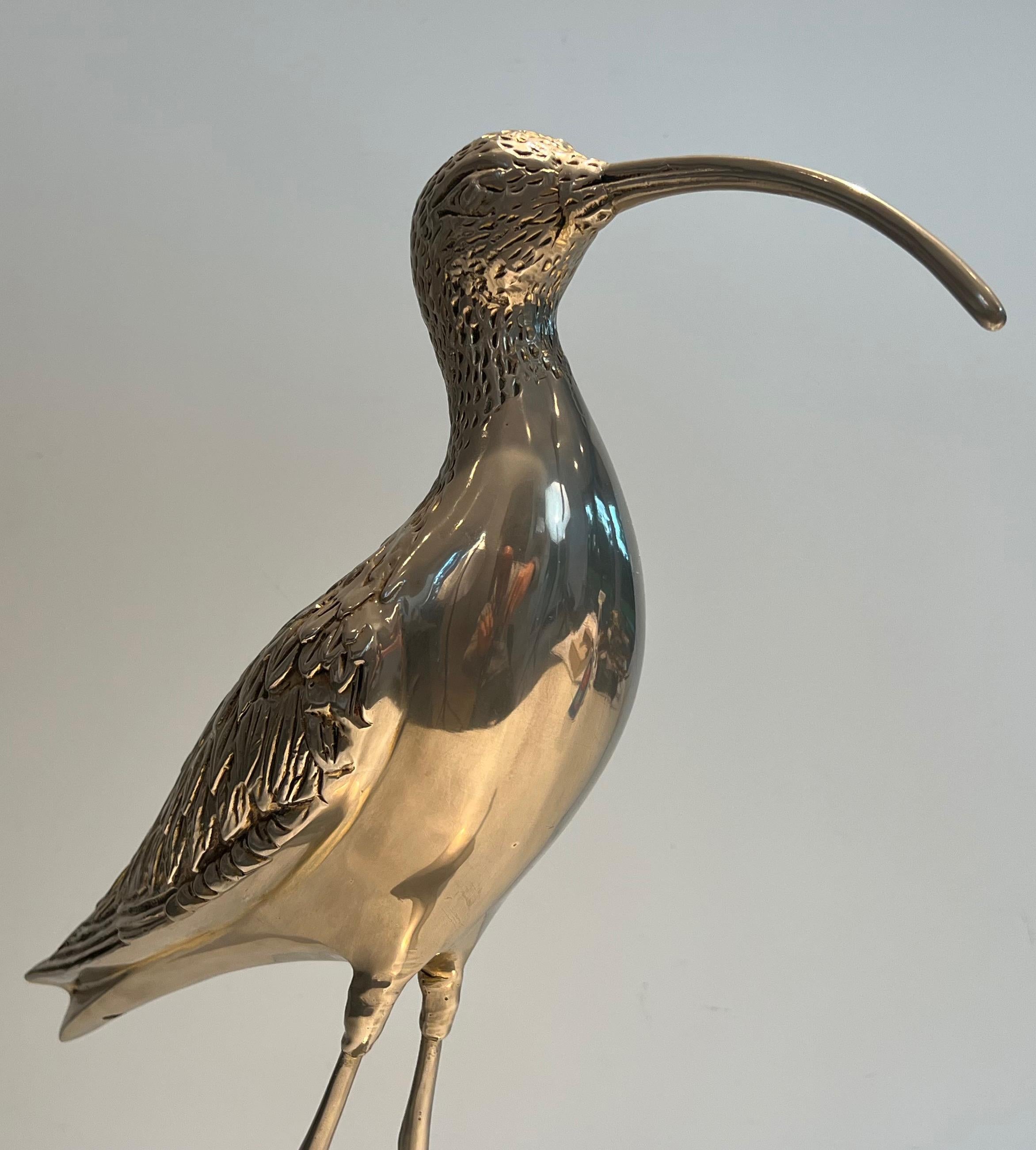 Élégant oiseau en laiton argenté. Travail français. Circa 1970 en vente 2