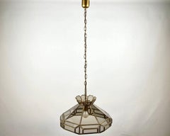 Lustre élégant en verre fumé et laiton doré, Allemagne