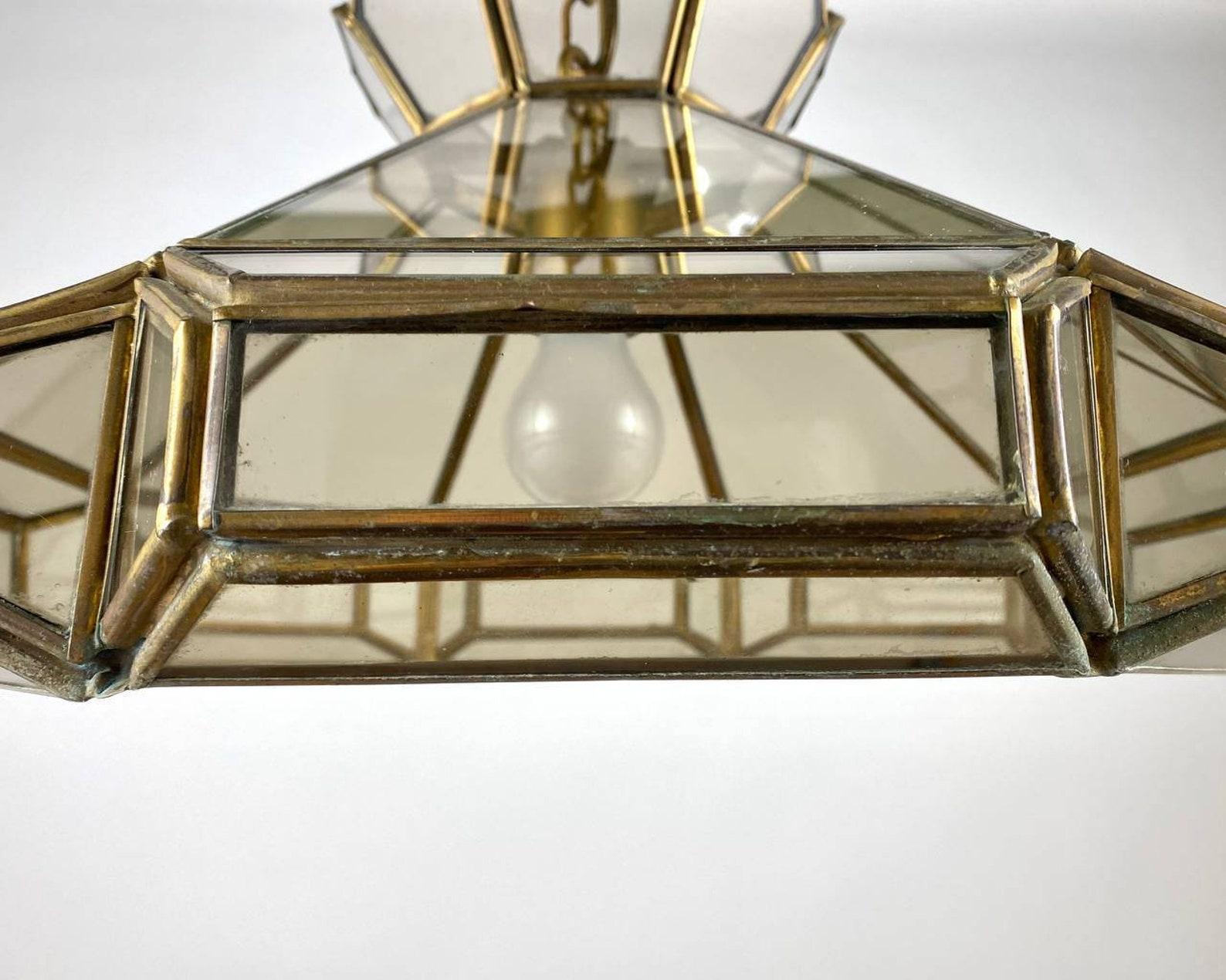 Bronze Stylish Smoky Glass & Gilt Brass Chandelier, Germany For Sale